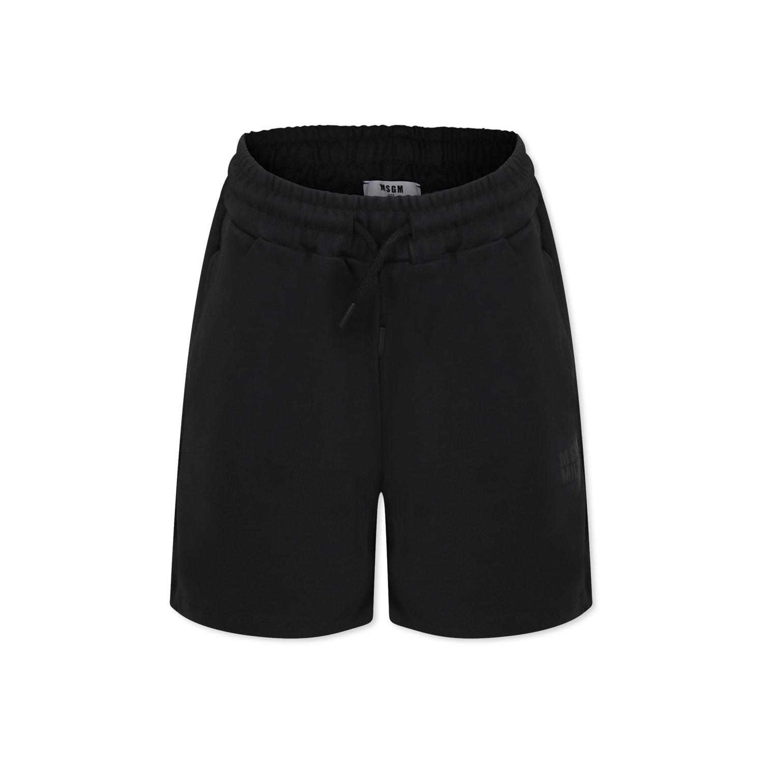 MSGM Black Shorts For Kids With Logo