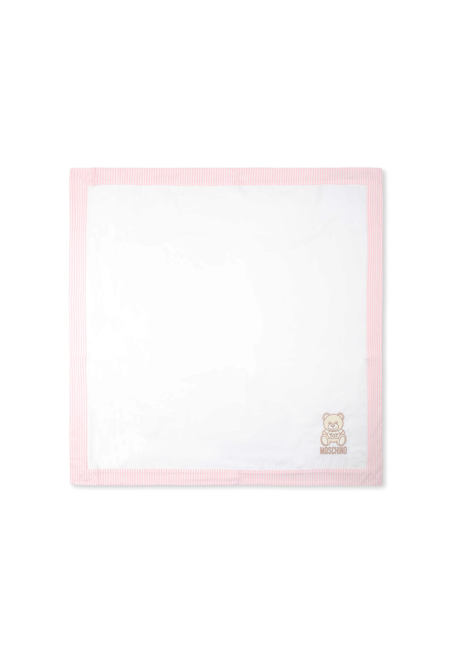 Moschino White Blanket For Baby Girl With Teddy Bear And Logo
