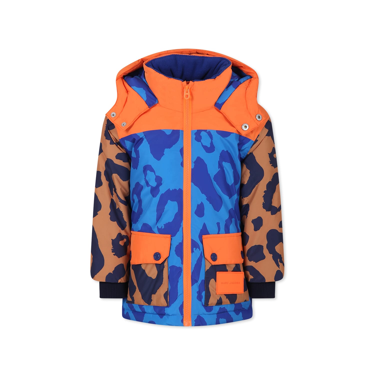 Little Marc Jacobs Multicolor Windbreaker Jacket For Boy With Leopard Print