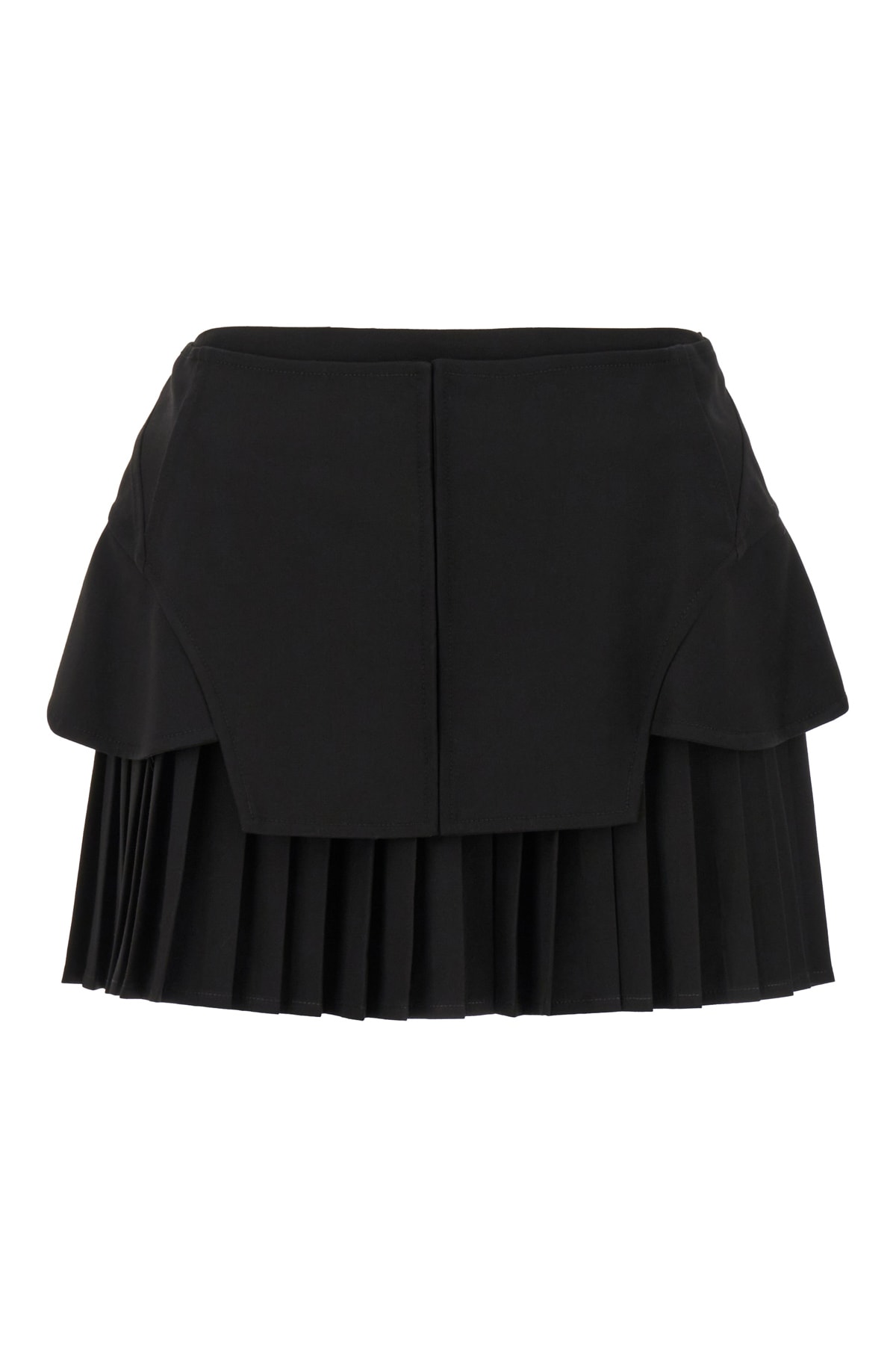 ANDREĀDAMO Black Stretch Polyester Blend Mini Skirt