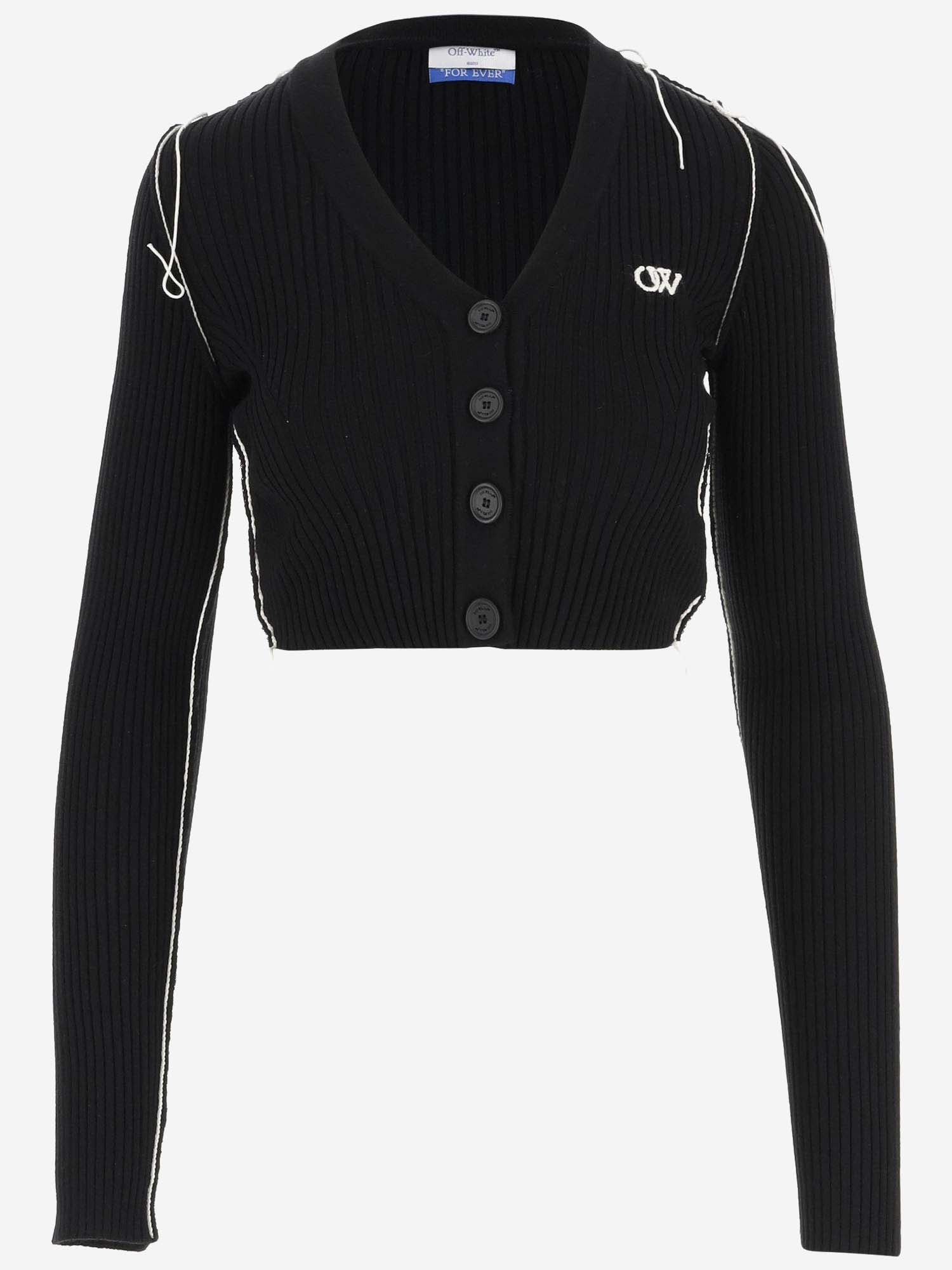 Off-White Cropped Cardigan With Logo