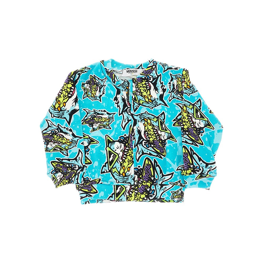 MOUSSE DANS LA BOUCHE Lifeshark print full-zip sweatshirt Kids