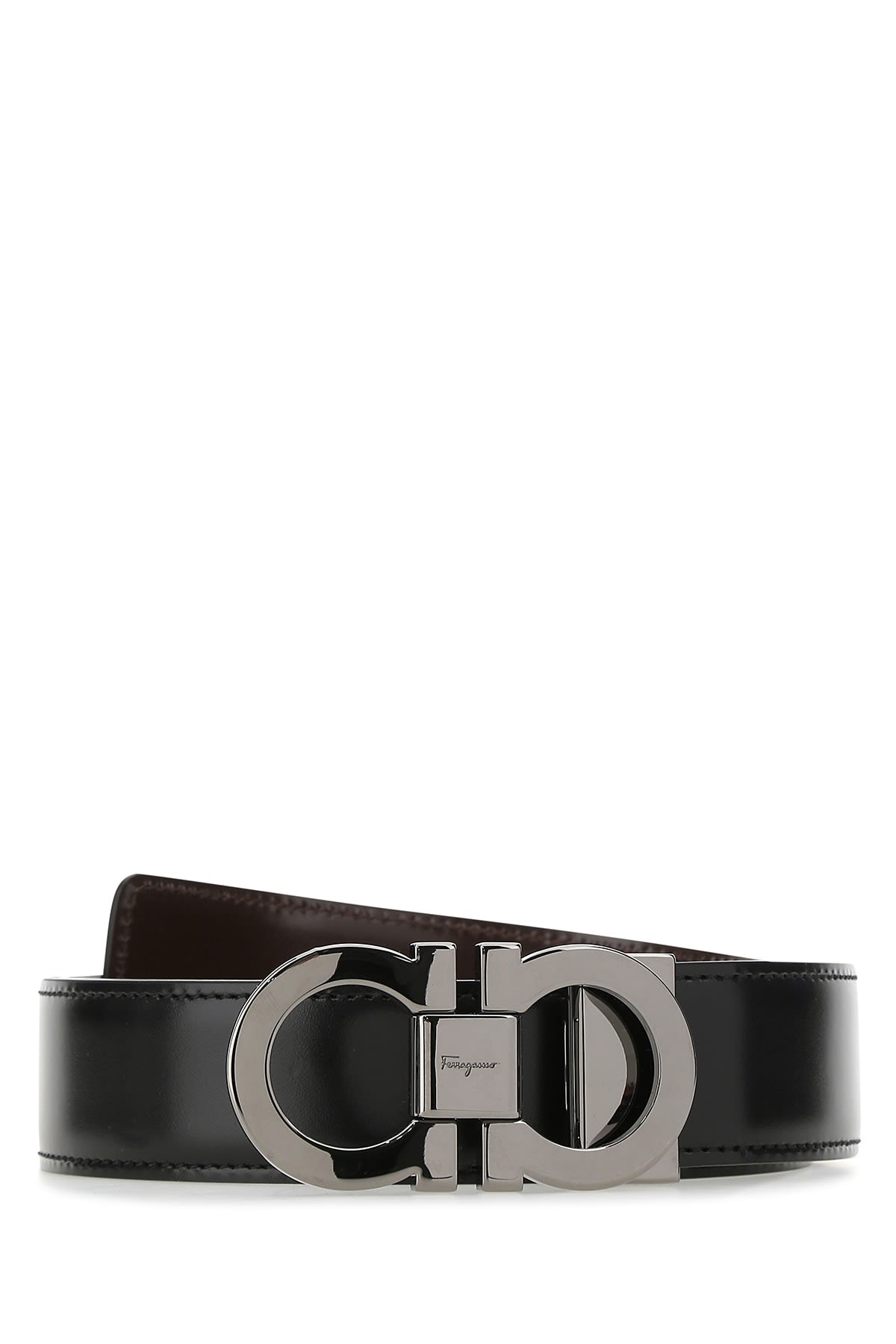 Ferragamo Black Leather Reversibile Belt