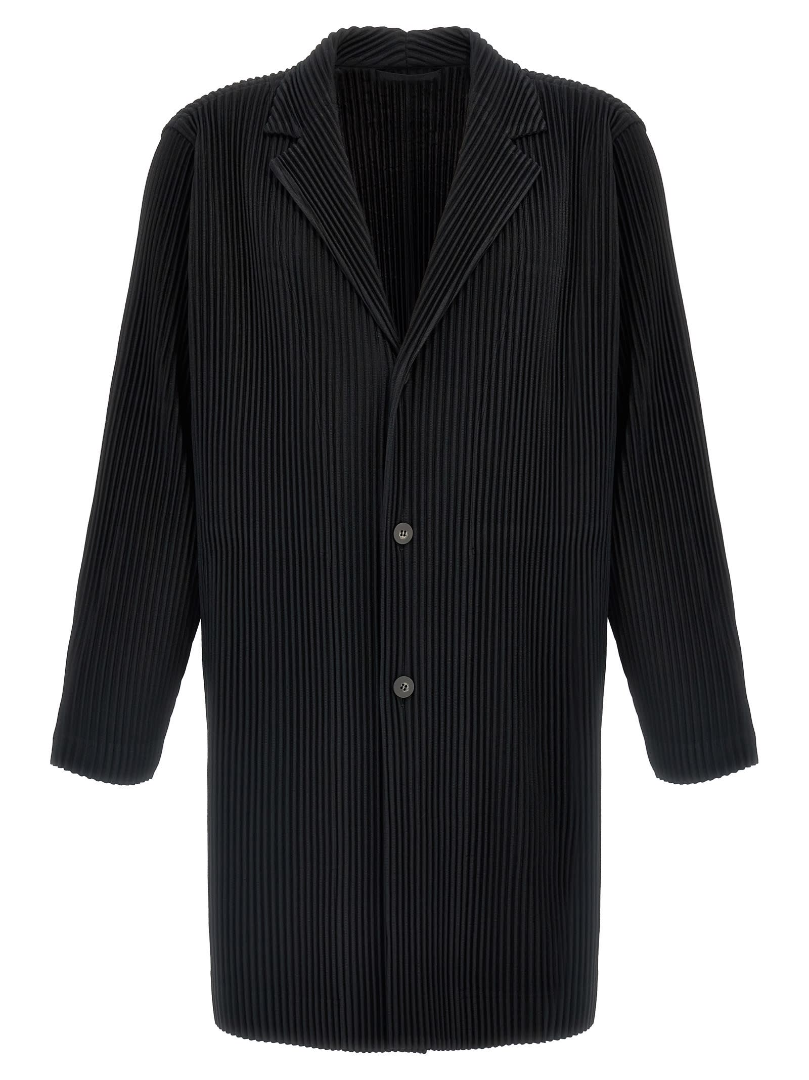 Issey Miyake Single-breasted Pleated Coat