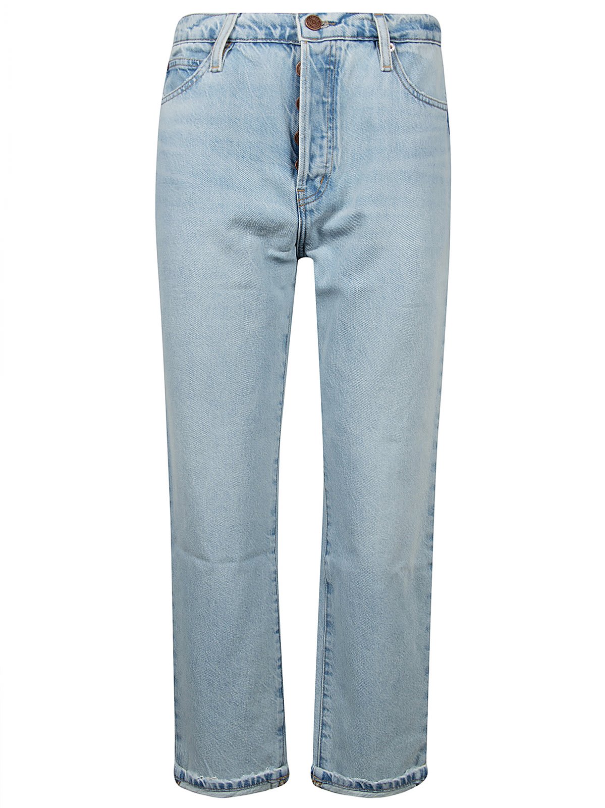 Frame Button Detailed Straight Leg Jeans