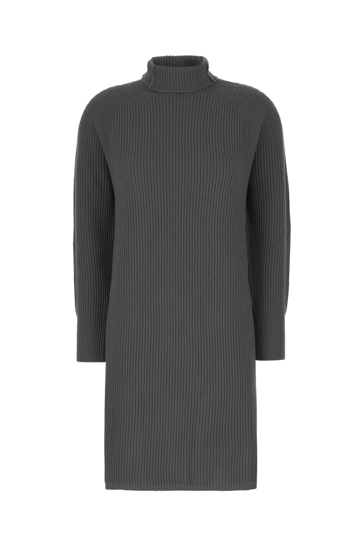 Max Mara Studio Dark Grey Wool Blend Sweater Dress