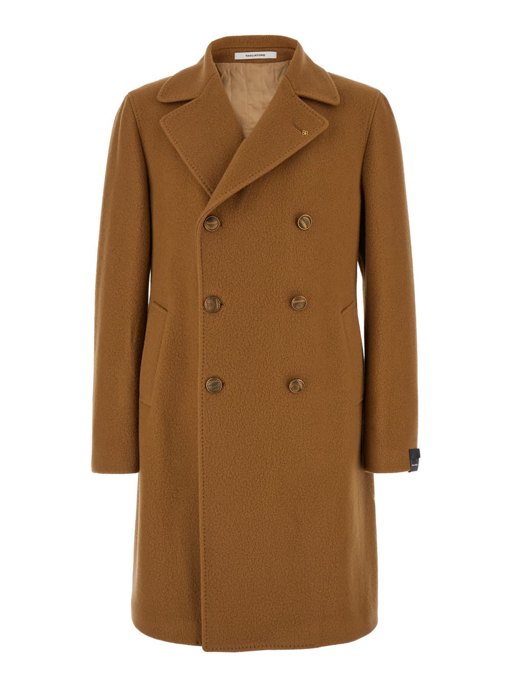 Tagliatore arden Beige Double-breasted Coat With Half-belt In Wool Blend Man