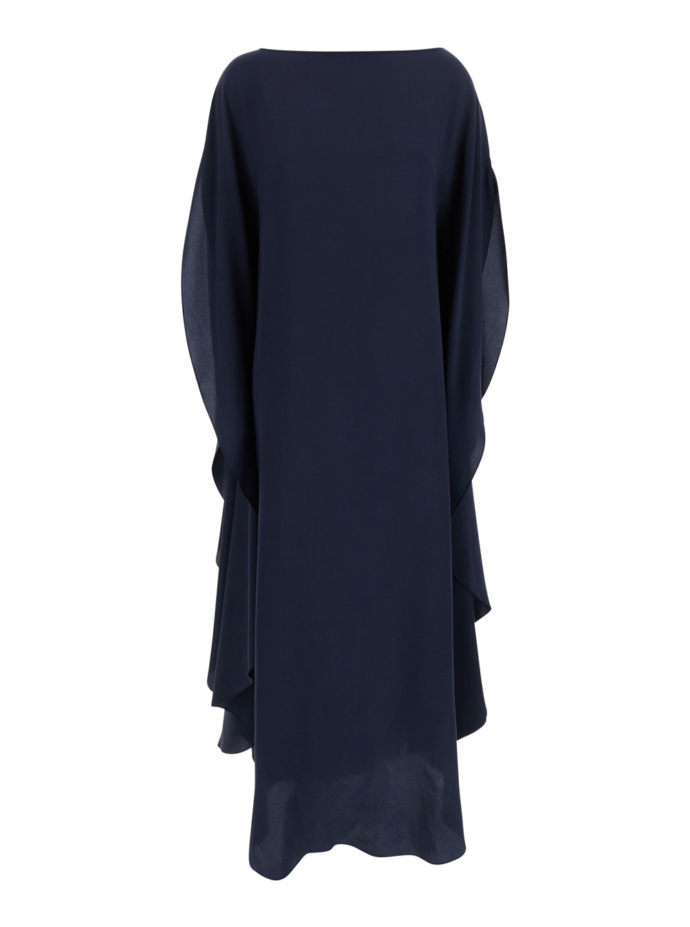 Gianluca Capannolo iris Midnight Blue Dress With Round Neck And Wide Sleeves In Silk Woman