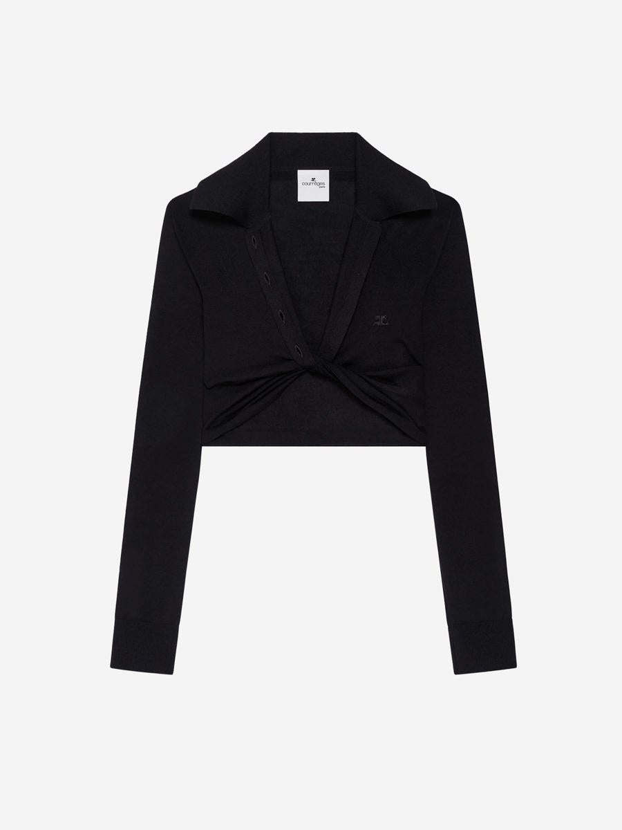 Courrèges Cropped Wool Polo