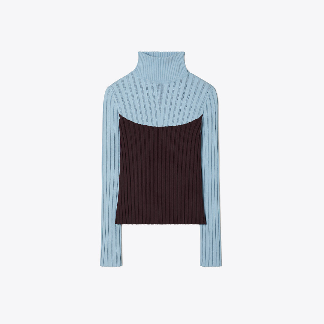 Tory Burch Colorblock Turtleneck Sweater