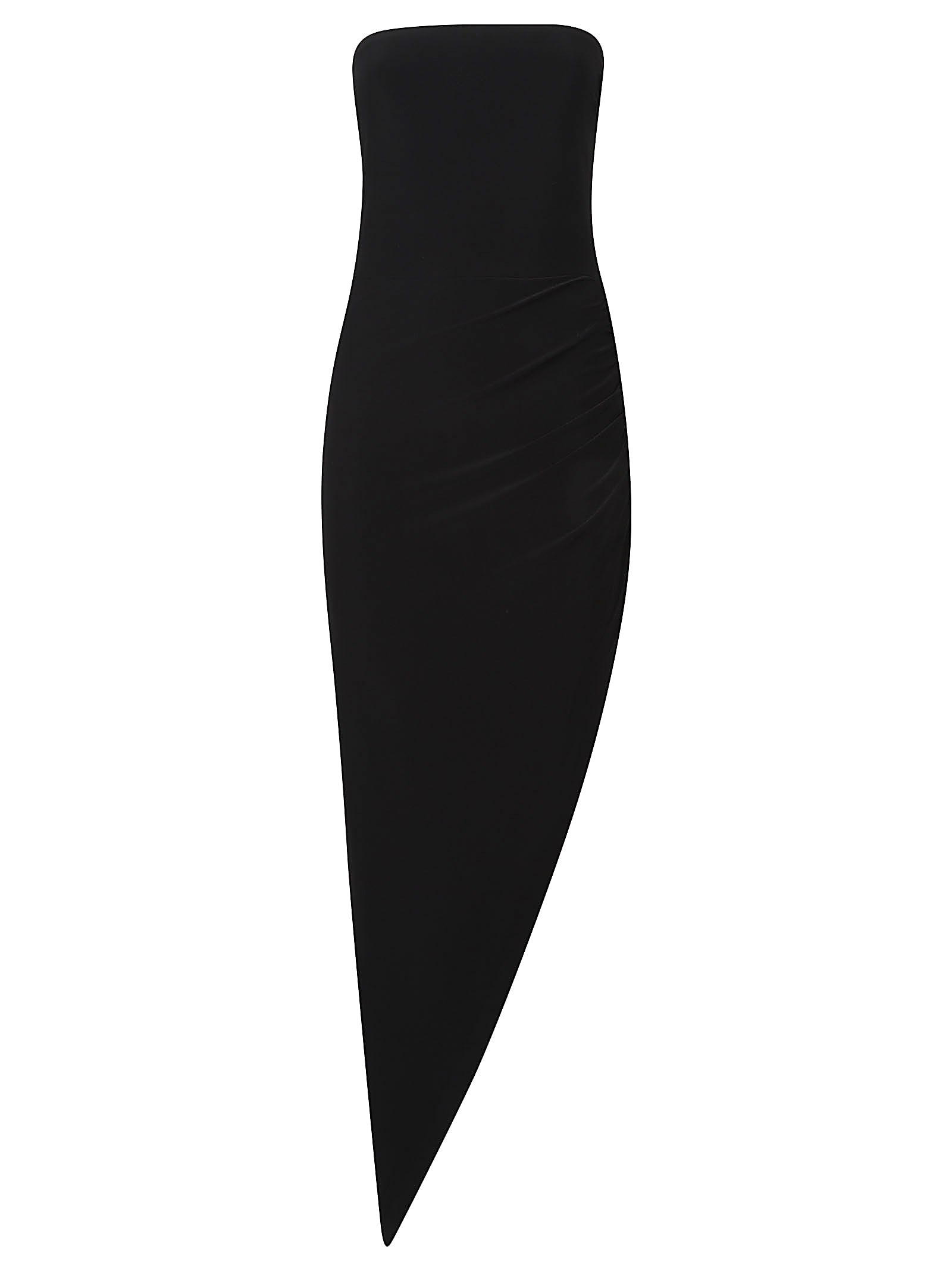 Norma Kamali Strapless Side Drape Dress