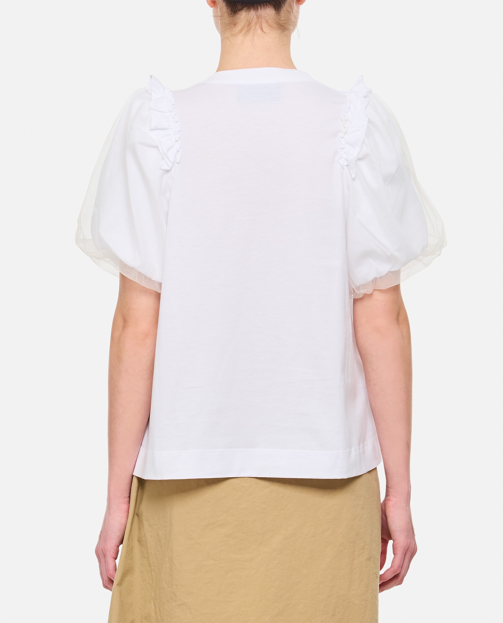 Simone Rocha Tulle Overlay Puff Sleeve Frill T-shirt