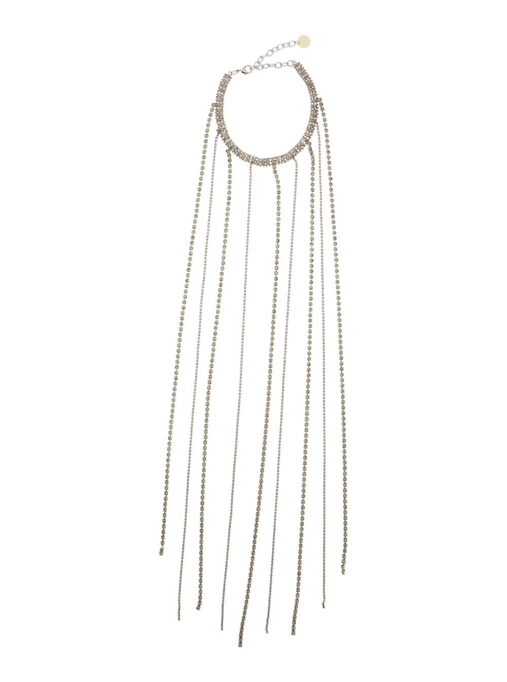 Silvia Gnecchi Metallic-colored Necklace With All-over Applied Glass Crystals And Adjustable Clasp In Brass Woman