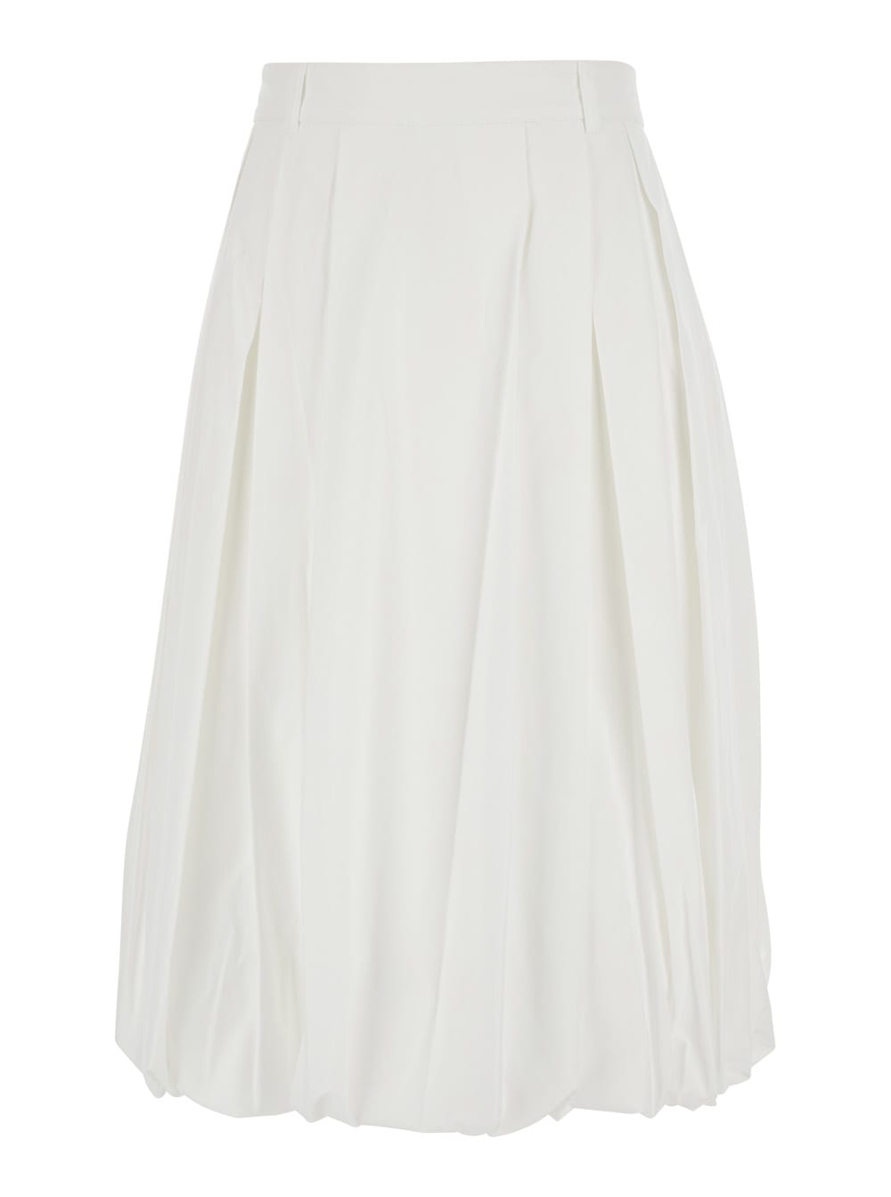 Dunst White Skirt With Balloon Design And Pleated Details In Cotton Blend Woman