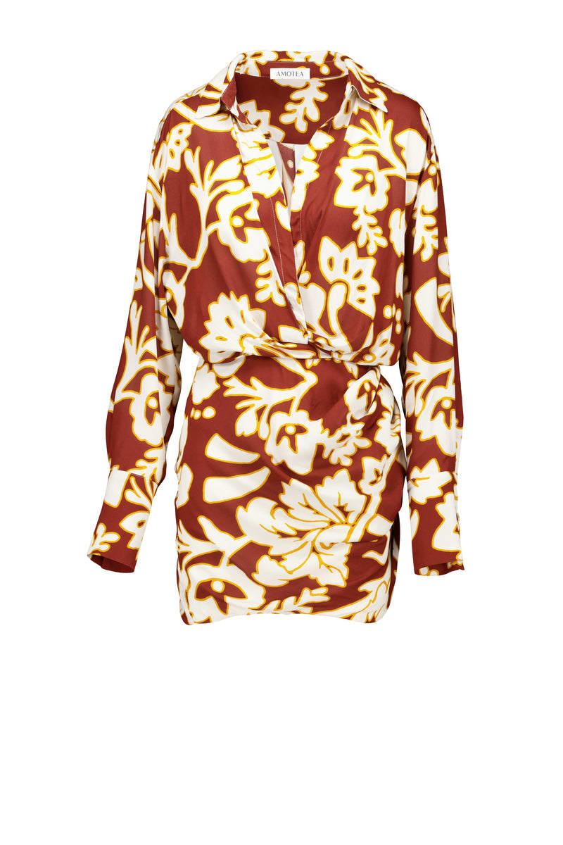 Amotea Sofia In Flowered Burgundy Viscose