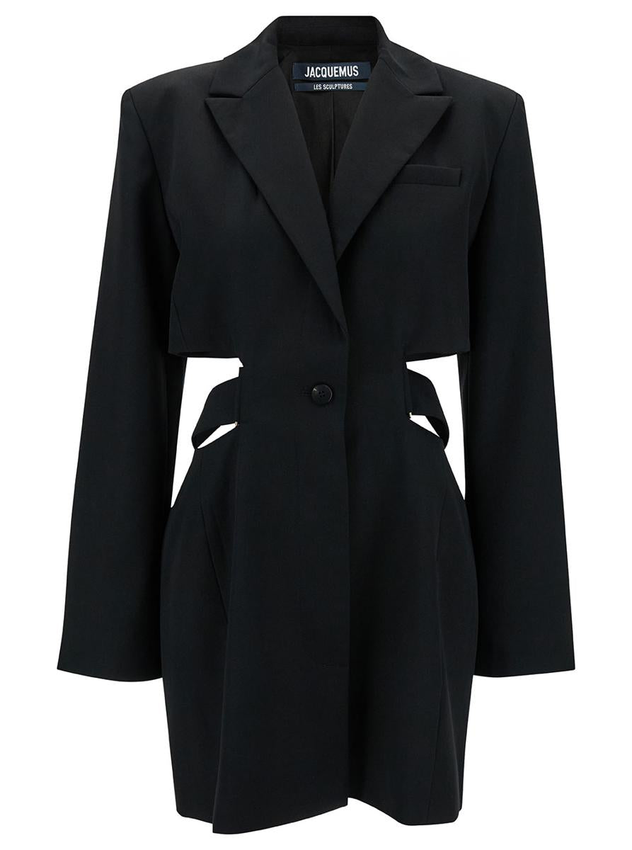 'La Robe Bari' Black Single-Breasted Jacket With Cut-Out In Wool Woman