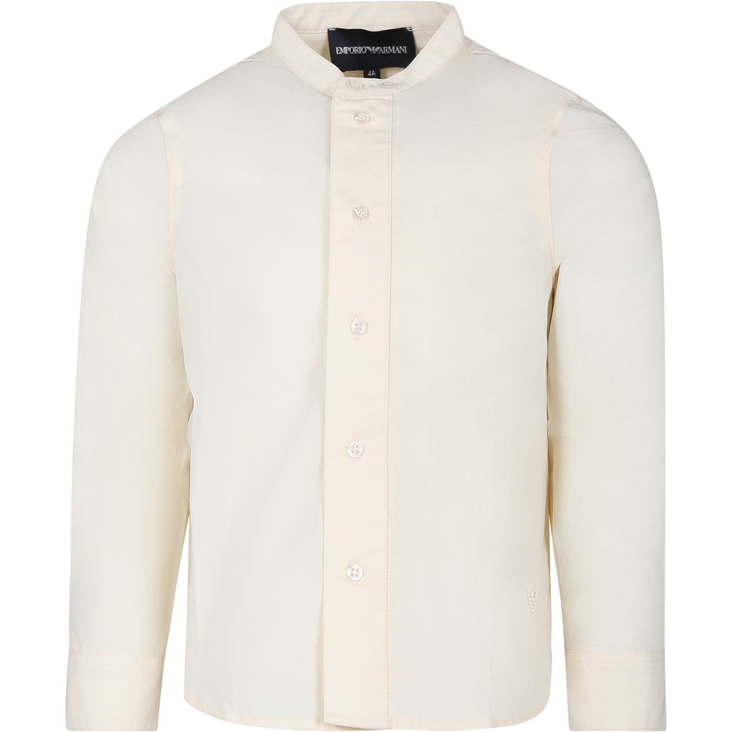 Emporio Armani Ivory Shirt For Boy With Eagle