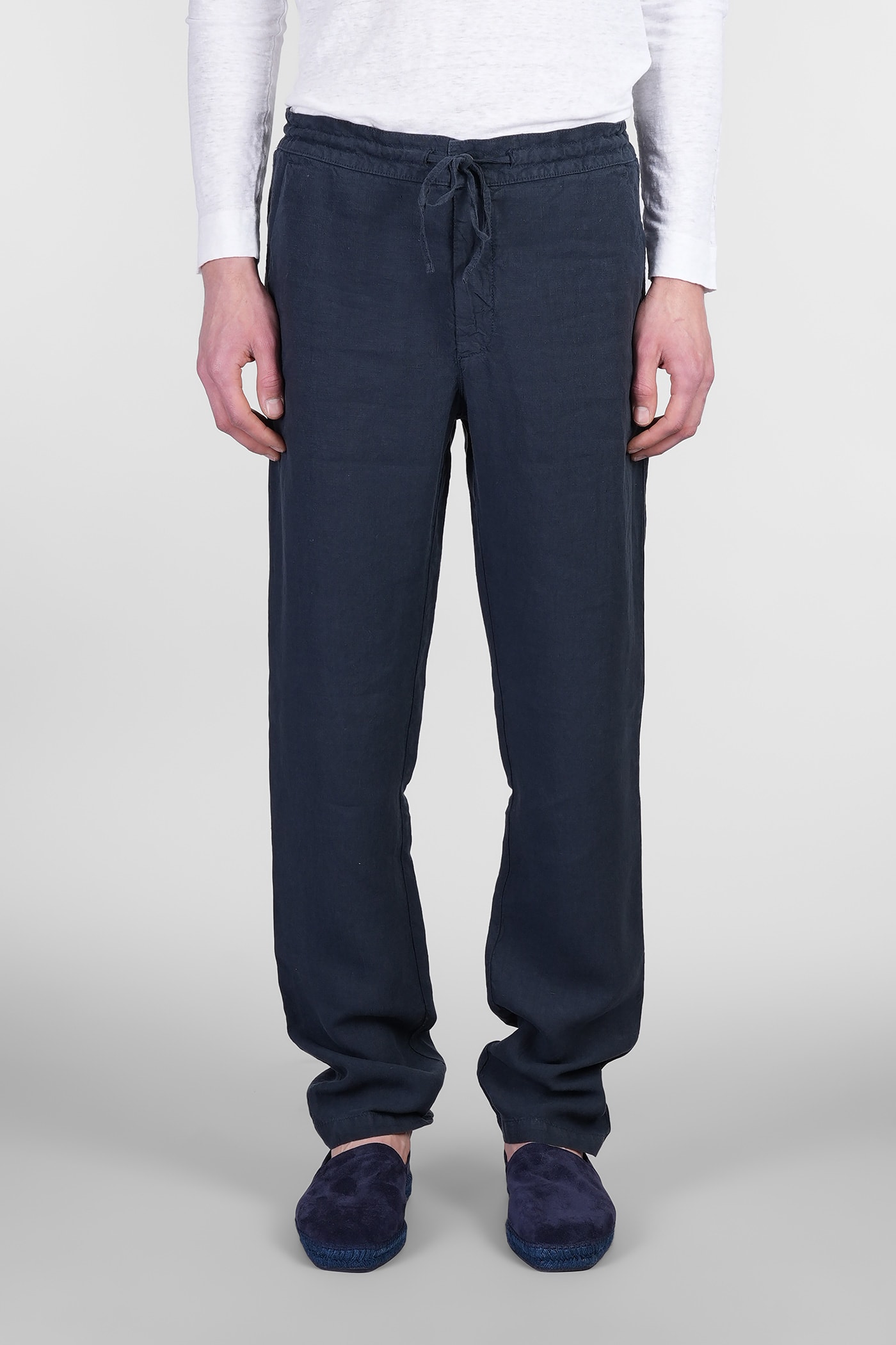 120% Lino Pants In Blue Linen