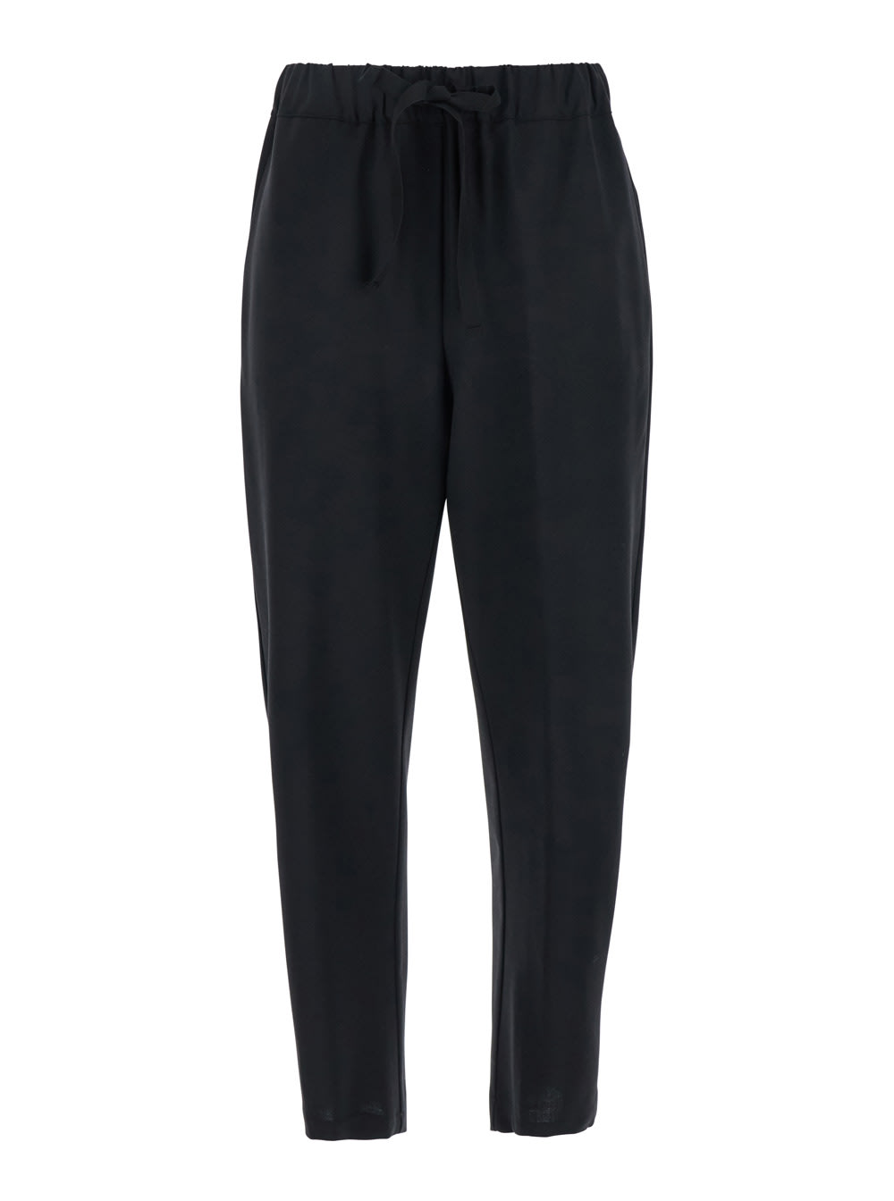 SEMICOUTURE buddy Black Pants With Drawstring Waist In Virgin Wool Blend Woman