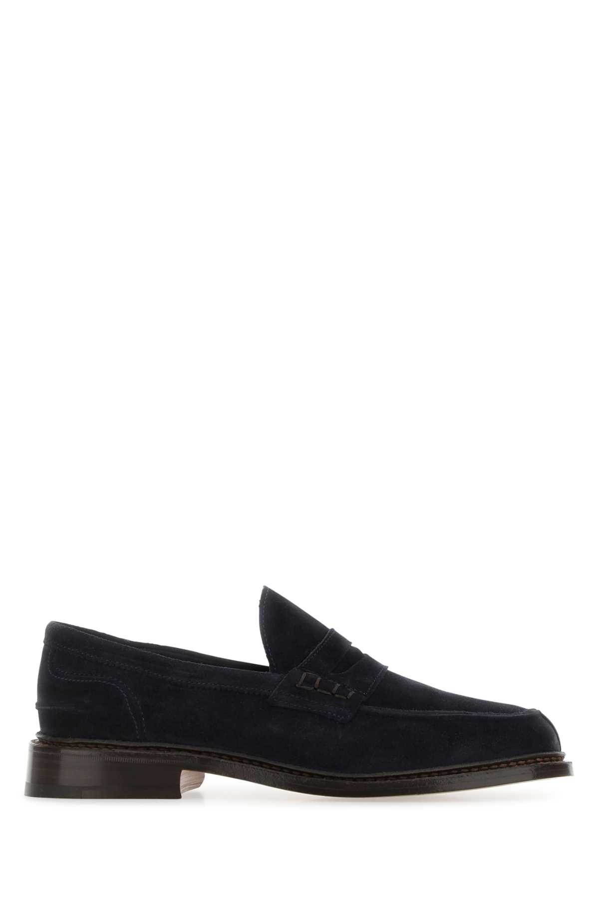 Tricker's Dark Blue Suede Adam Loafers