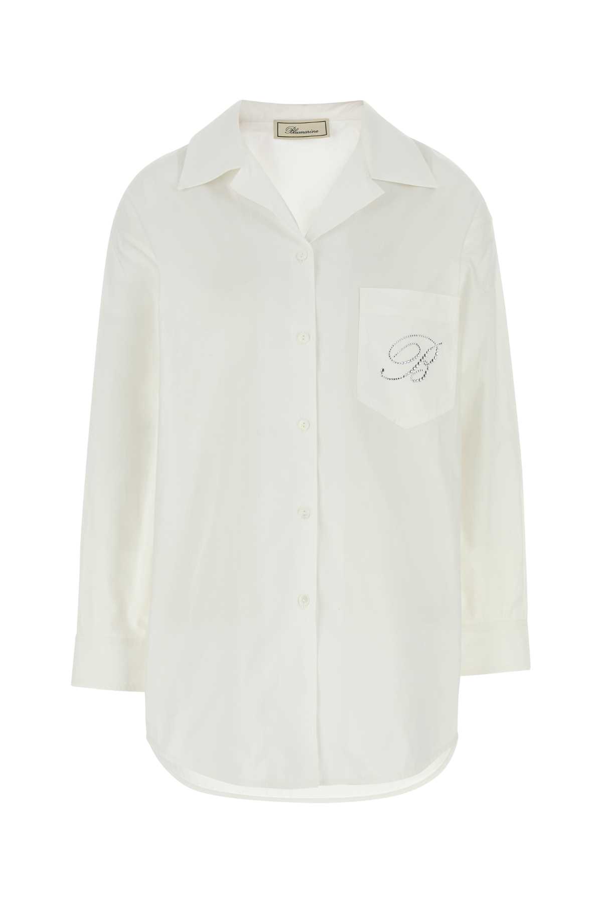 Blumarine White Poplin Oversize Shirt