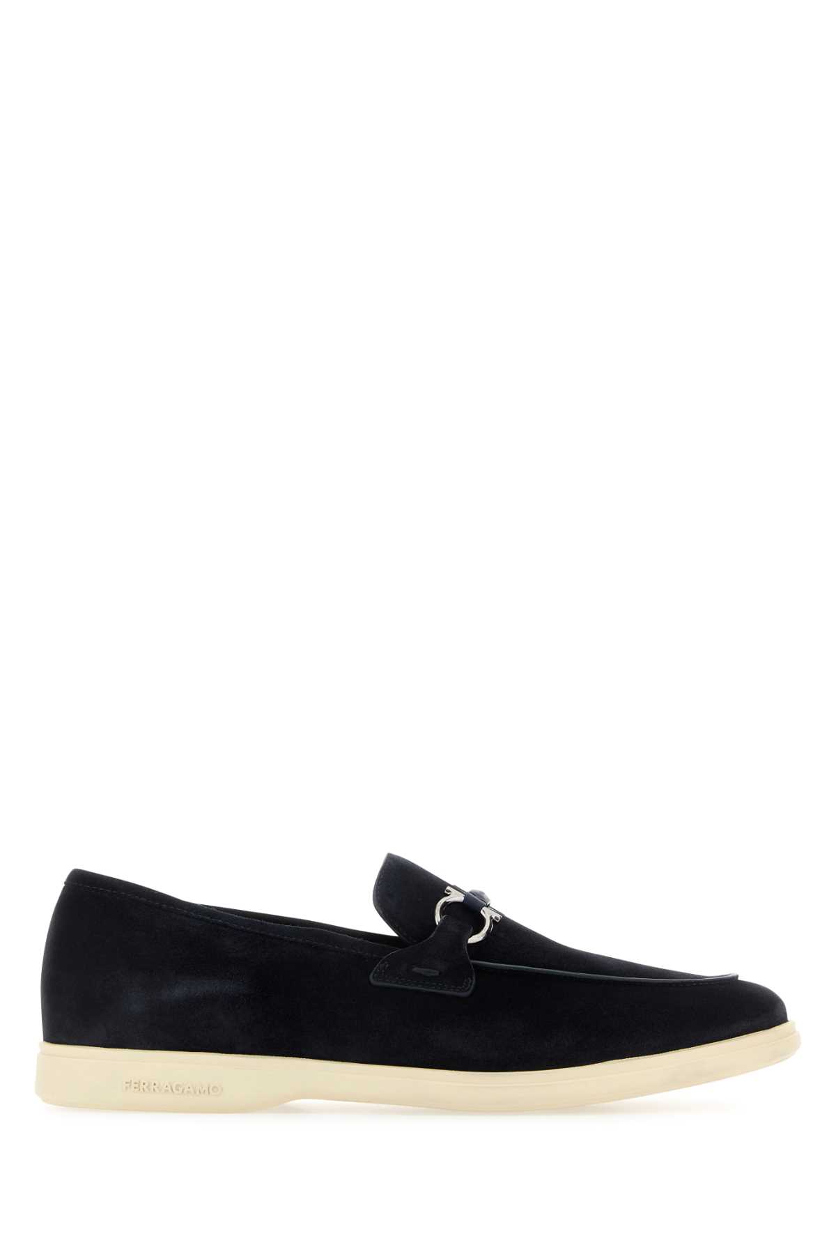 Ferragamo Navy Blue Suede Cosimo Loafers