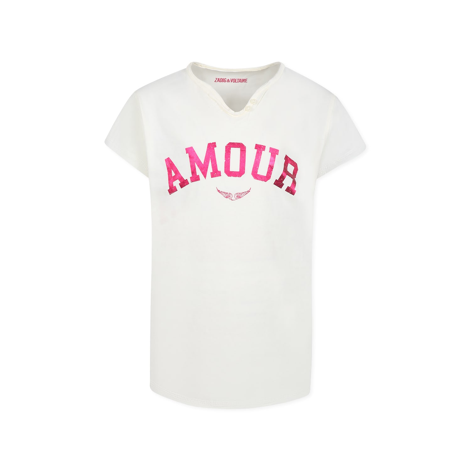 Zadig & Voltaire Ivory T-shirt For Girl With Writing