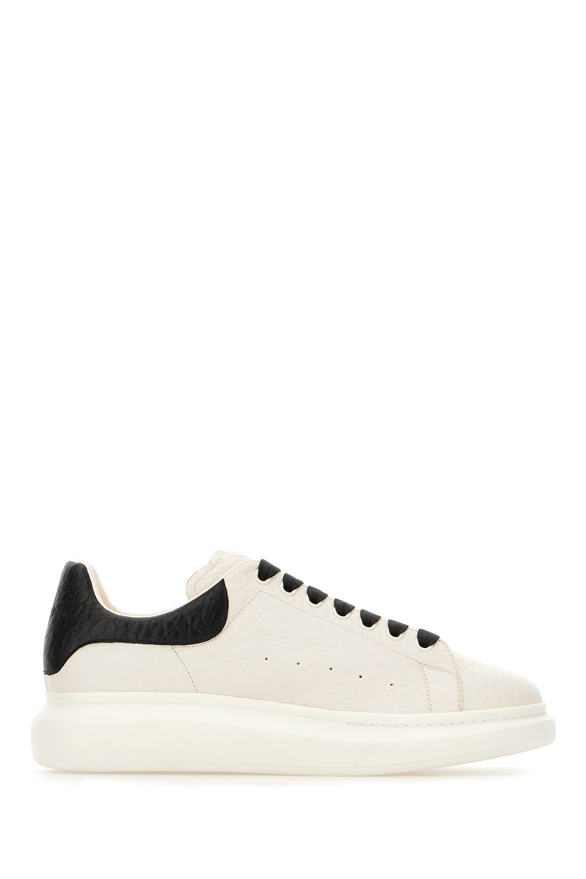 Alexander McQueen Ivory Leather Sneakers With Black Leather Heel