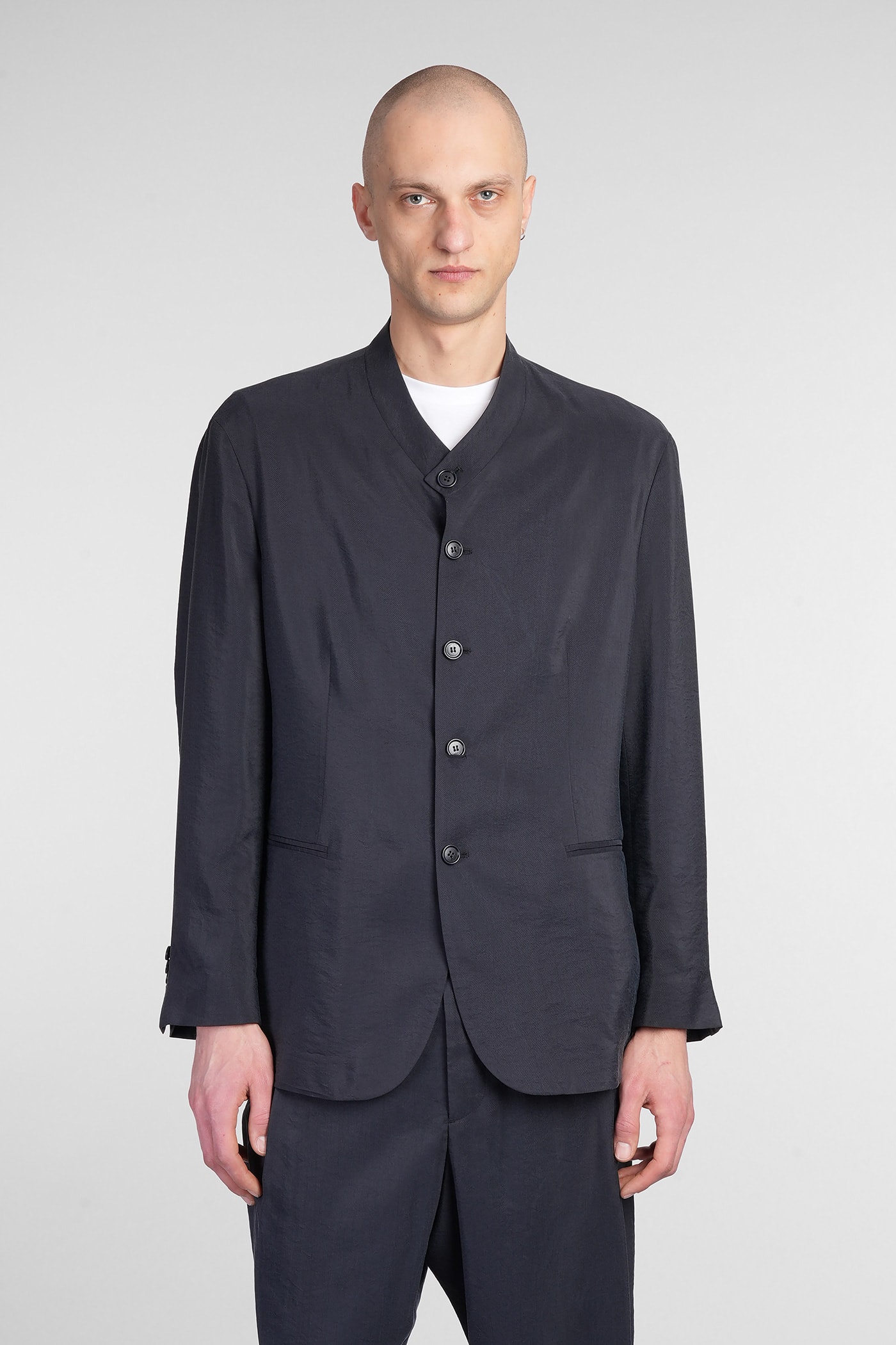 Giorgio Armani Blazer In Blue Silk