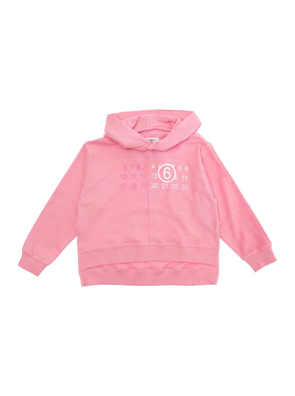 MM6 Maison Margiela Pink Hooded Sweatshirt With Logo Print On The Front In Cotton Girl