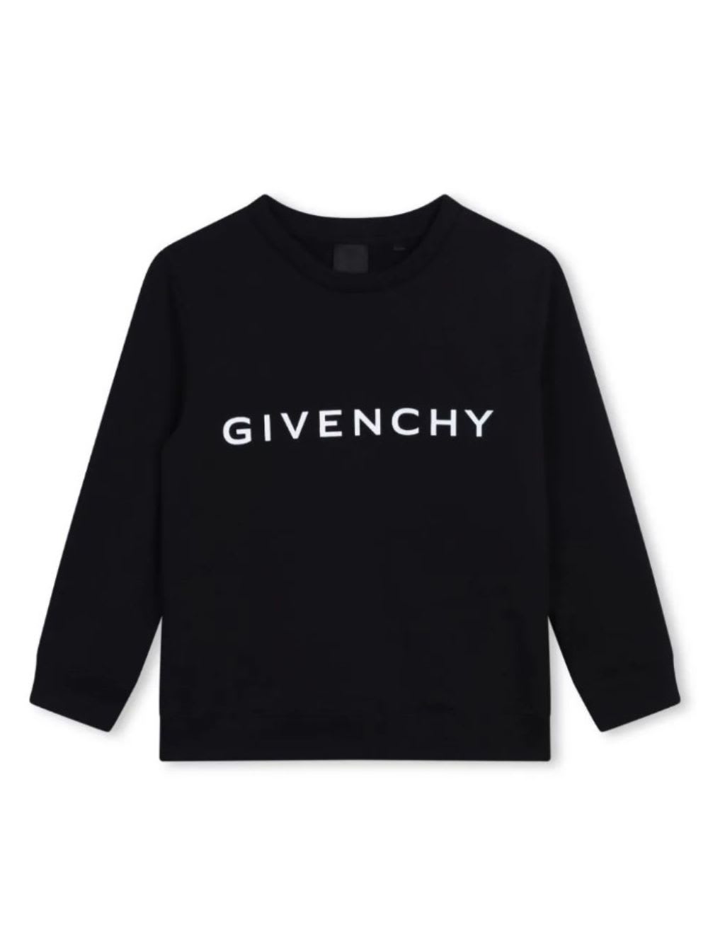 Givenchy Black Crewneck Sweatshirt With Contrasting Logo Print In Cotton Blend Boy