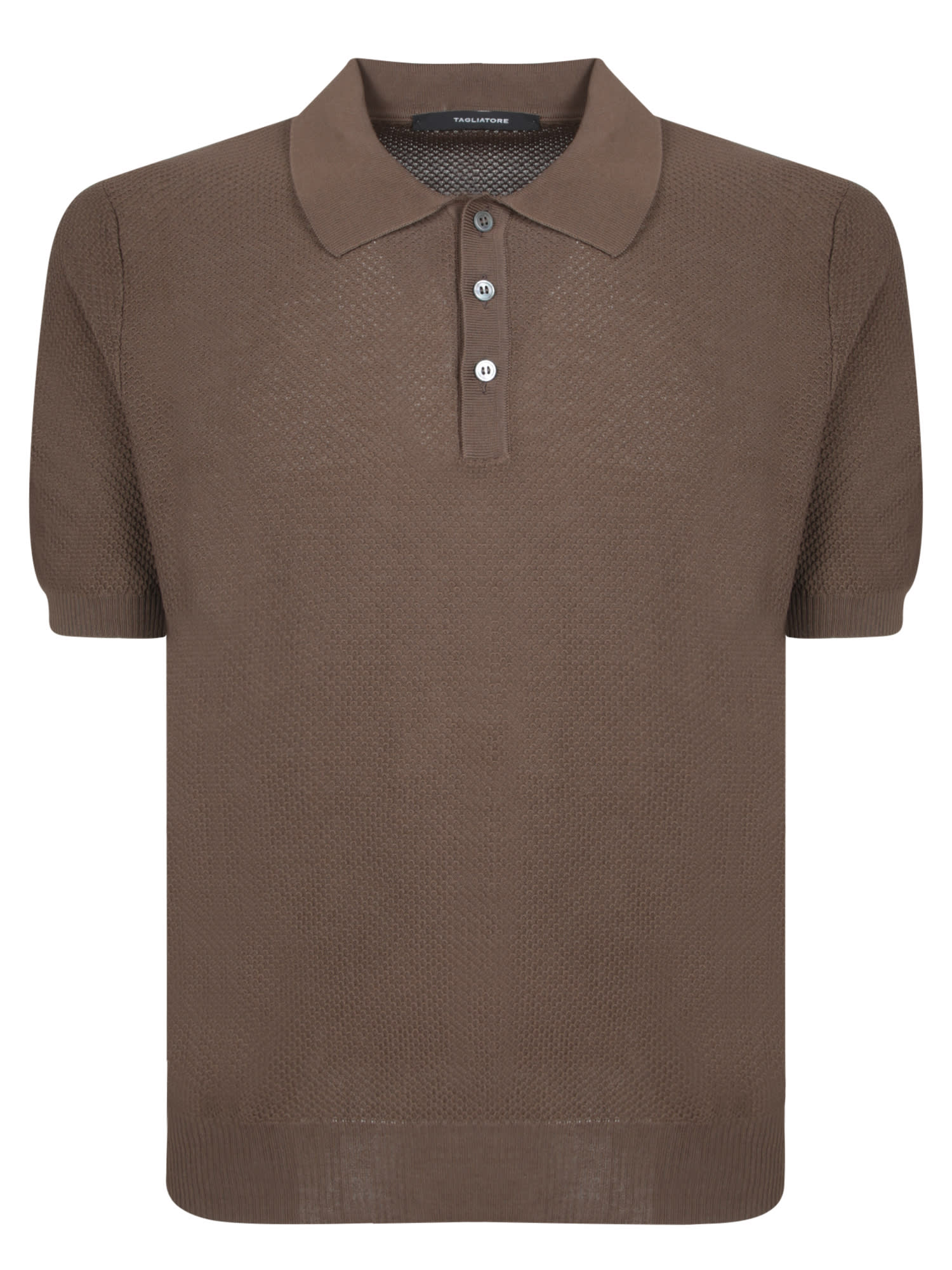 Tagliatore Brown Cotton Polo Shirt