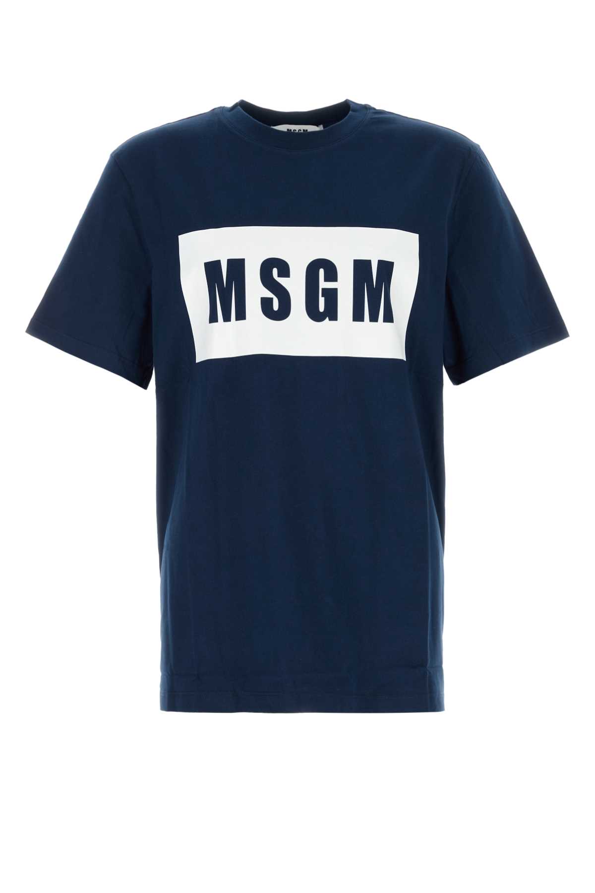 MSGM Navy Blue Cotton T-shirt
