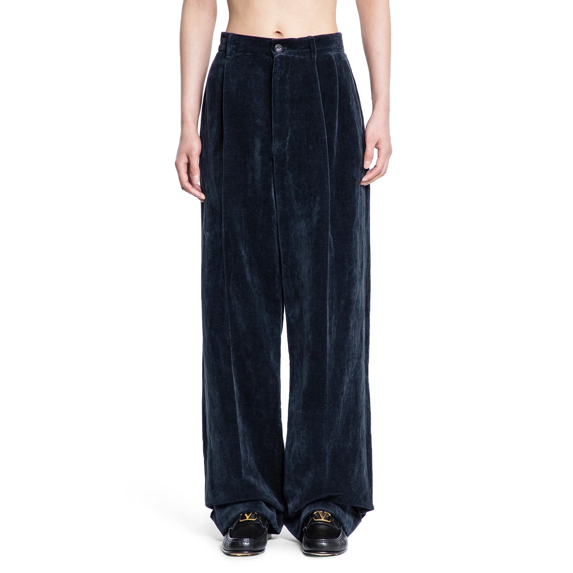 Washed Cotton Linen Velvet Trousers