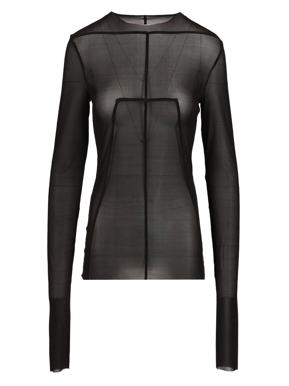 Rick Owens Lido Top Long Sleeve In Cupro Stretch