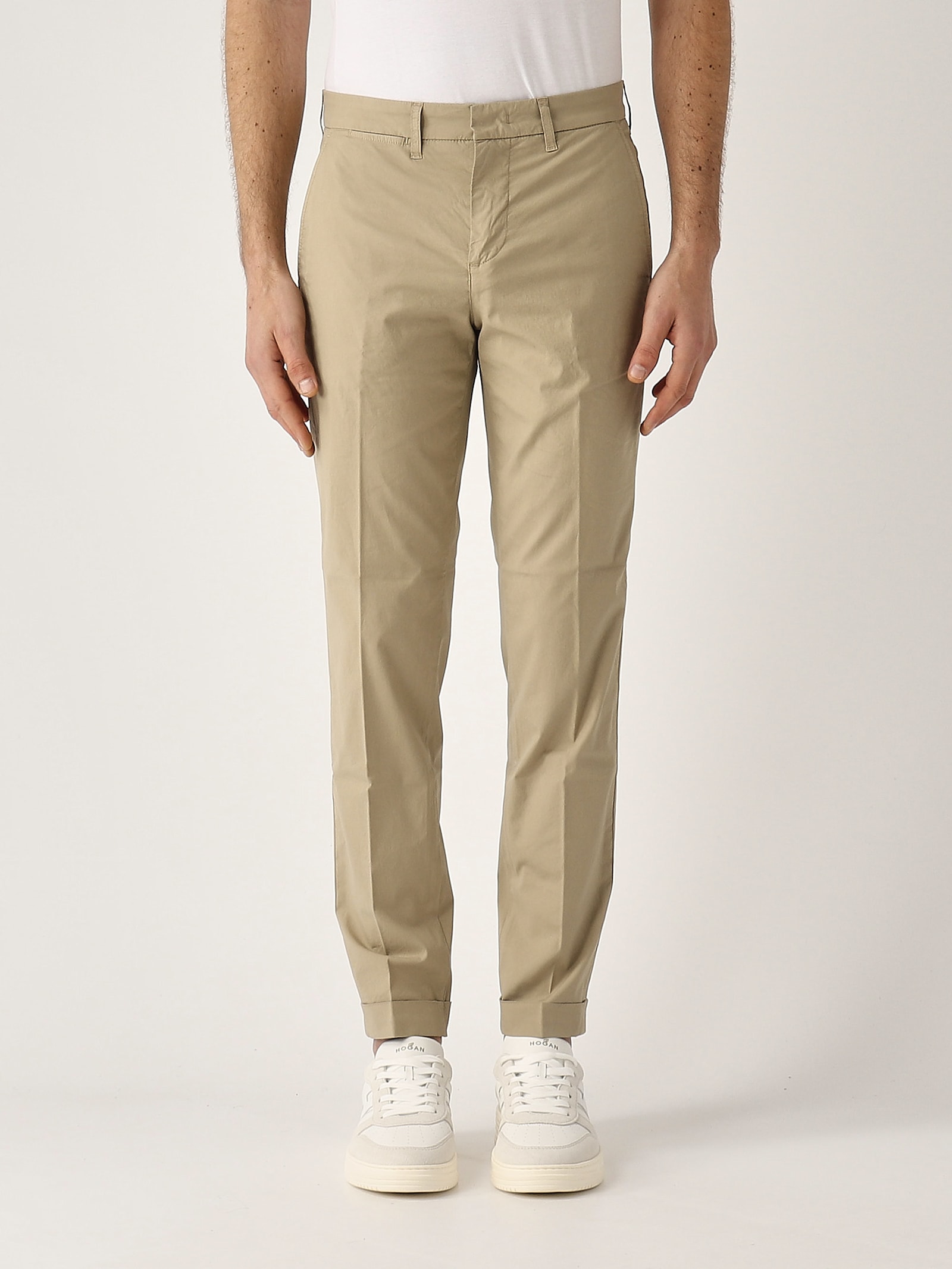 Fay Pantalone Capri In Popeline Stretch Slim Fit Fondo 17,5 Trousers