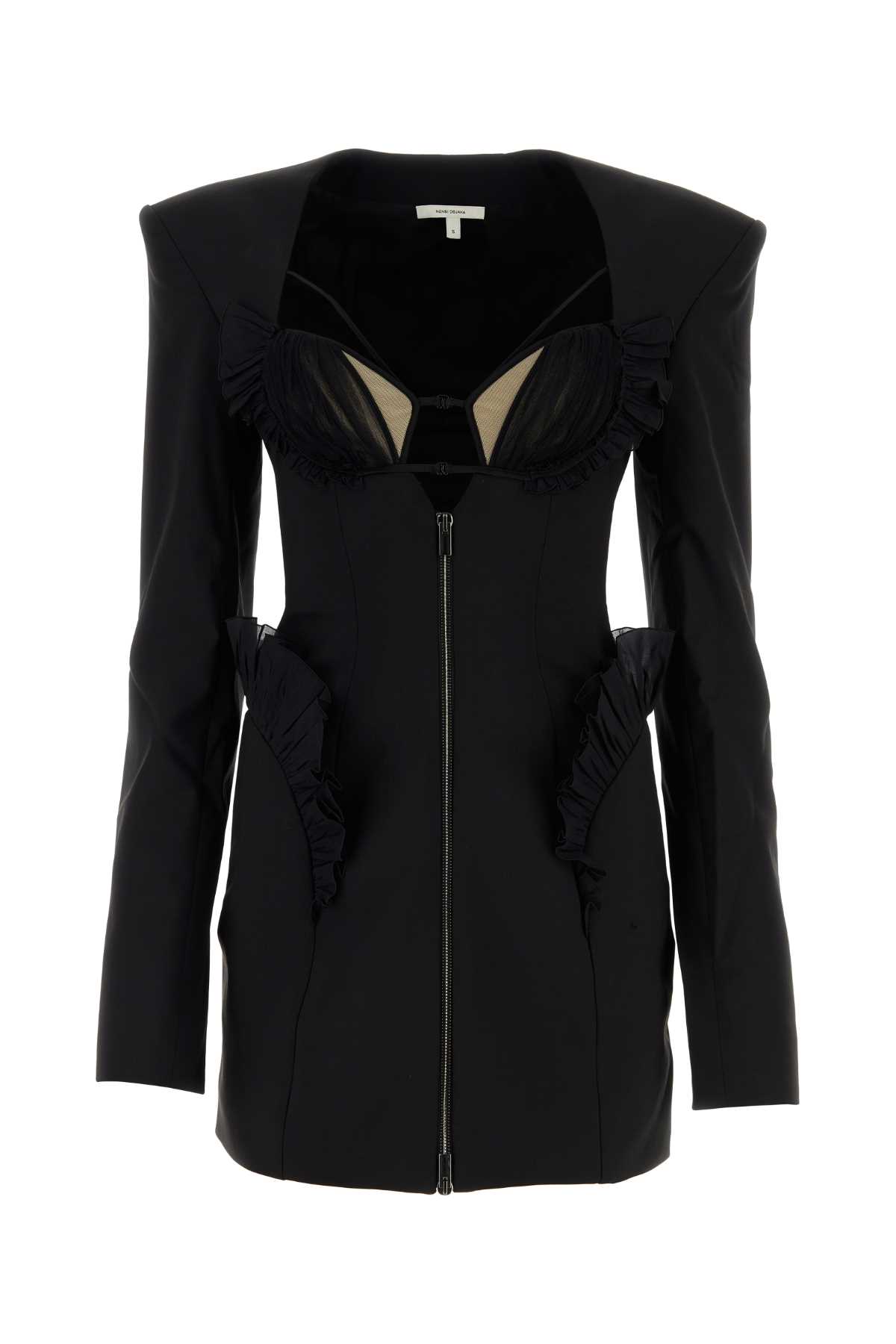 Nensi Dojaka Black Stretch Wool Mini Dress