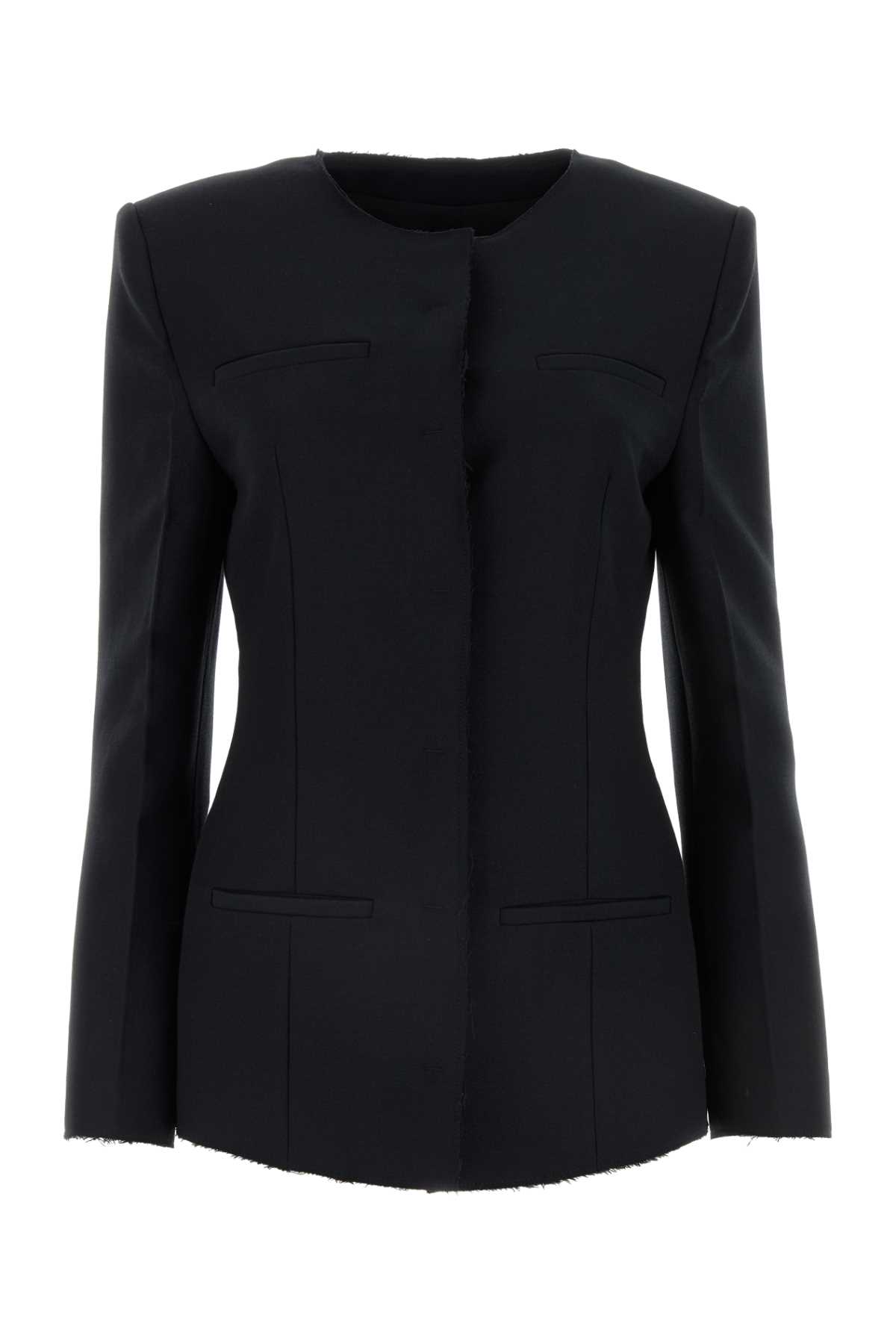 MSGM Black Stretch Polyester Blend Blazer