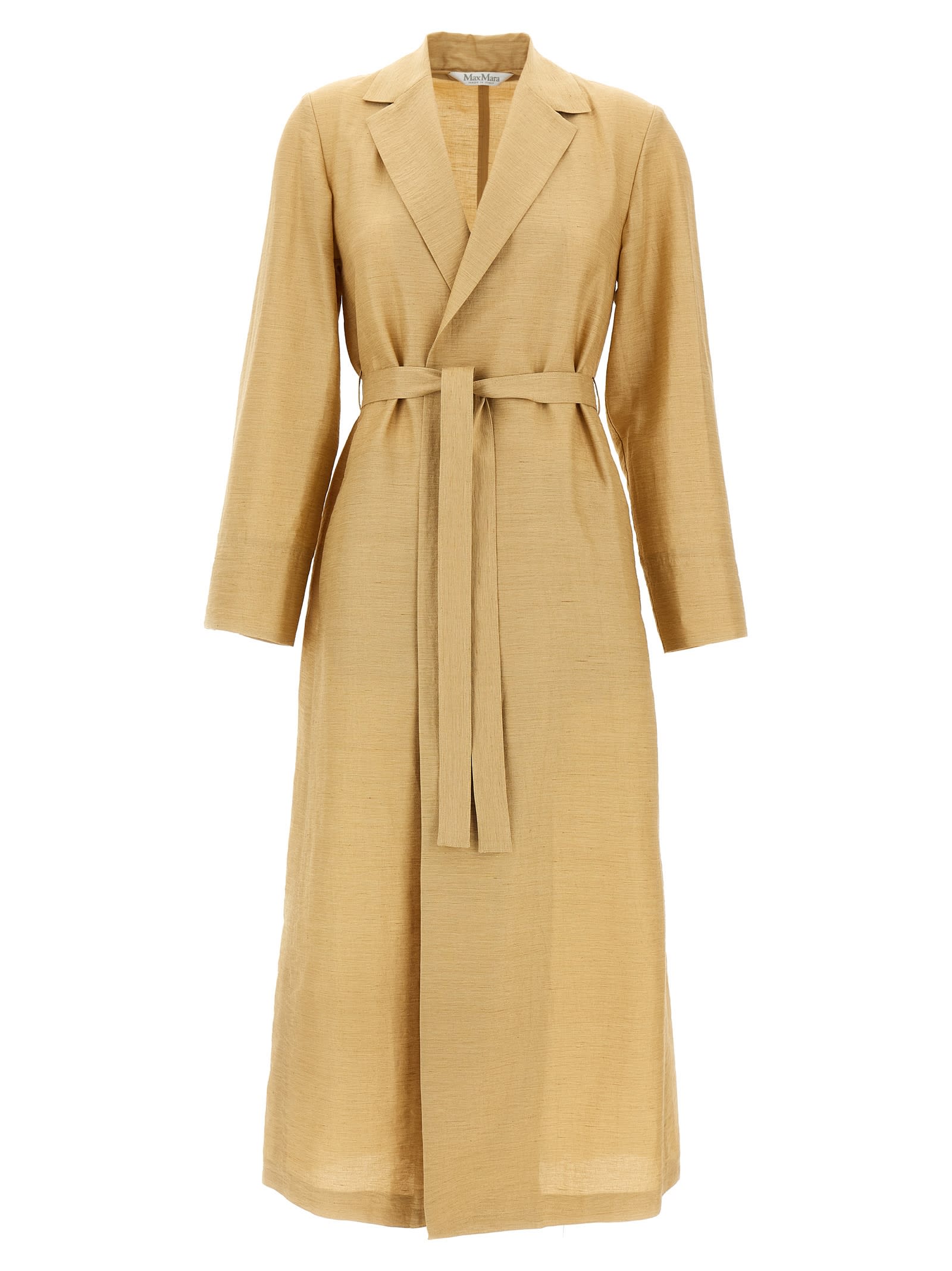 Max Mara Linen And Silk Canvas Overcoat