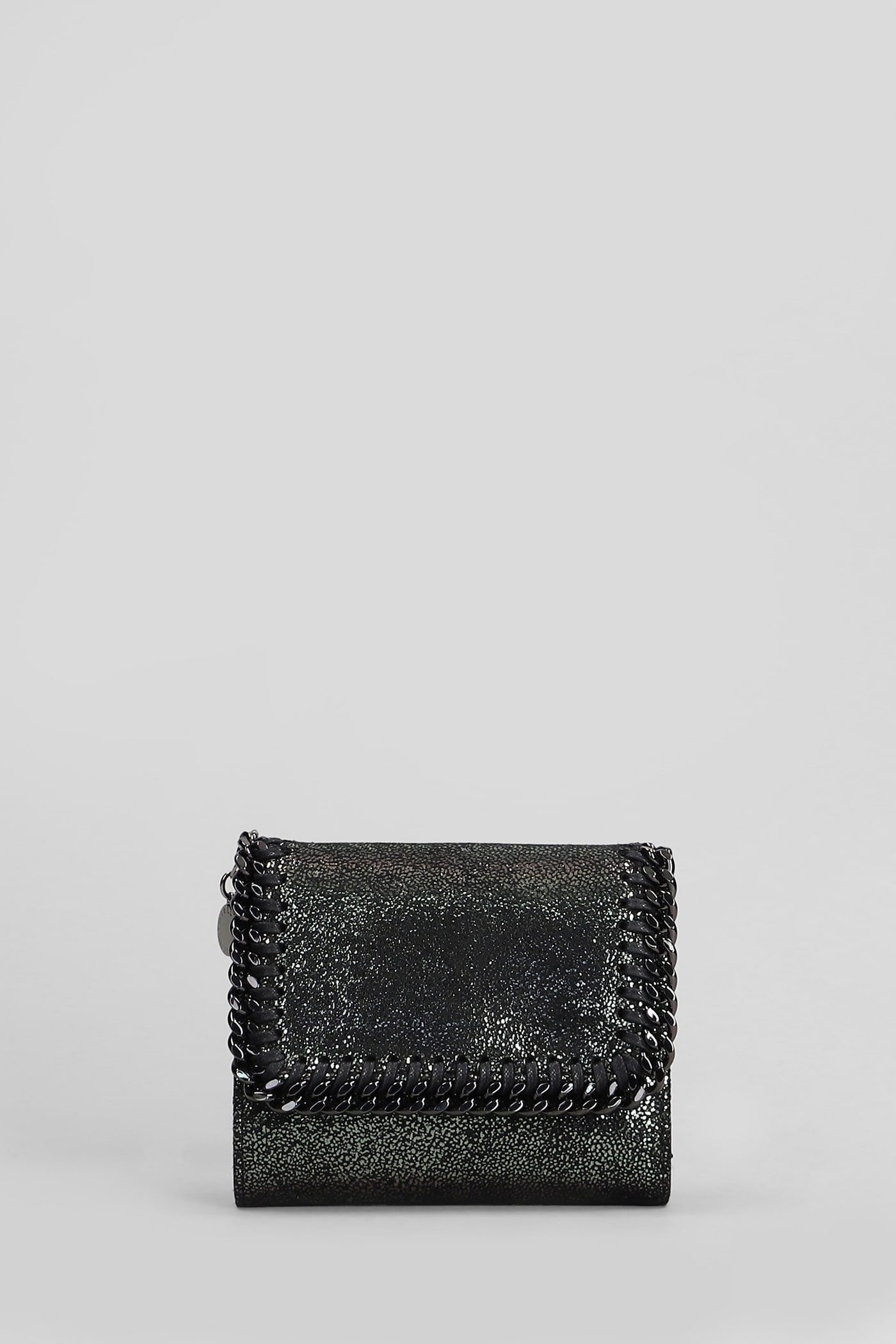 Stella McCartney Small Flap Wallet In Silver Polyester
