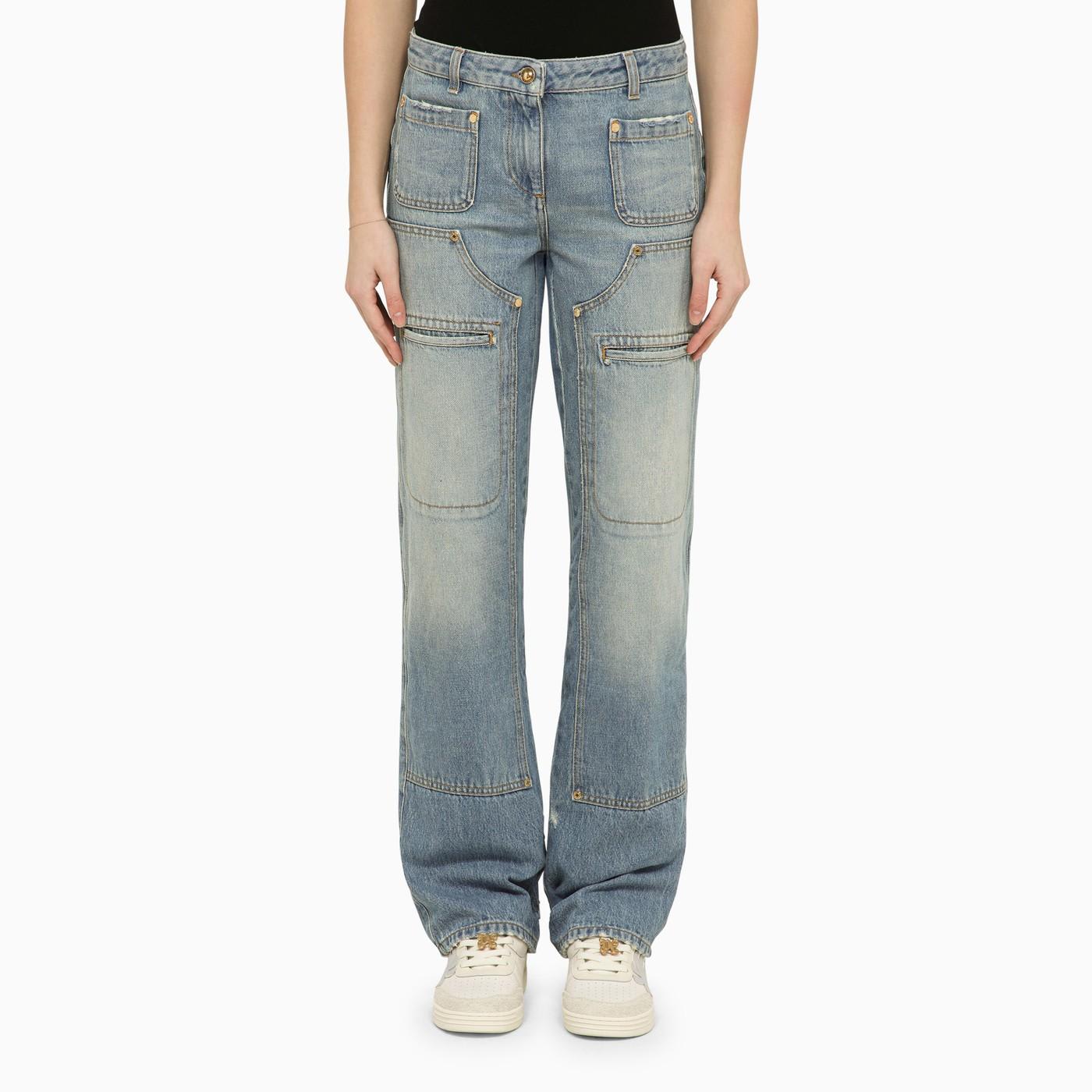 Palm Angels Multi-pocket Jeans In Denim
