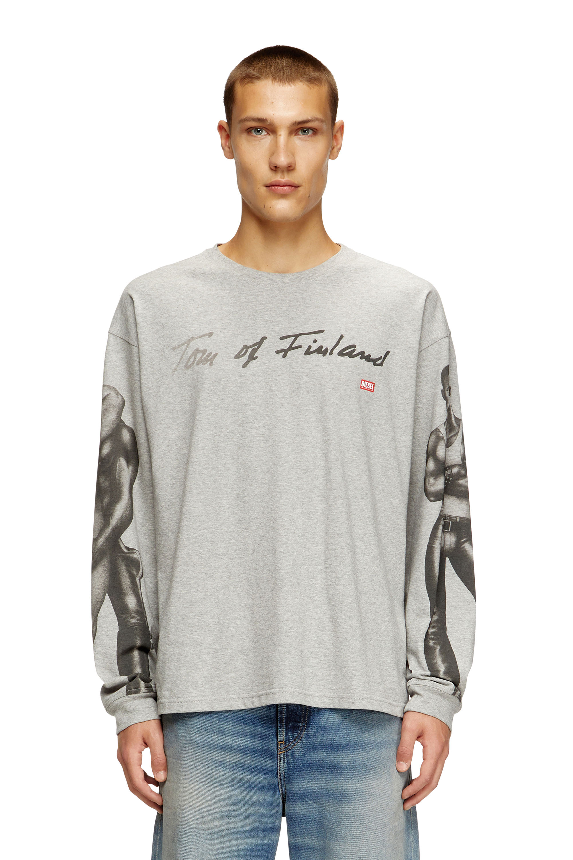 Diesel - Long-sleeve T-shirt with graphic print - T-Shirts - Unisex - Grey