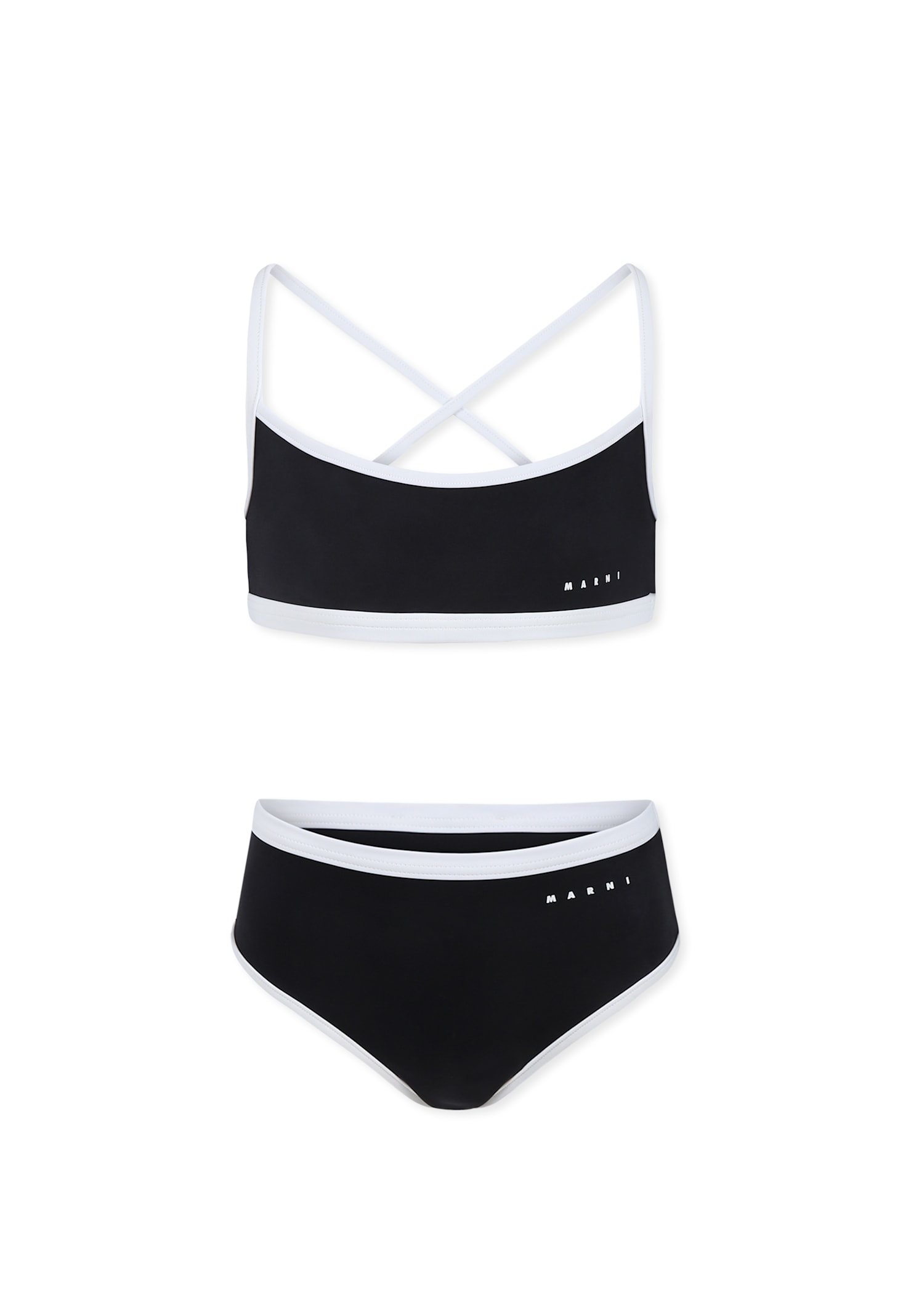 Marni Black Bikini For Girl With White Logo