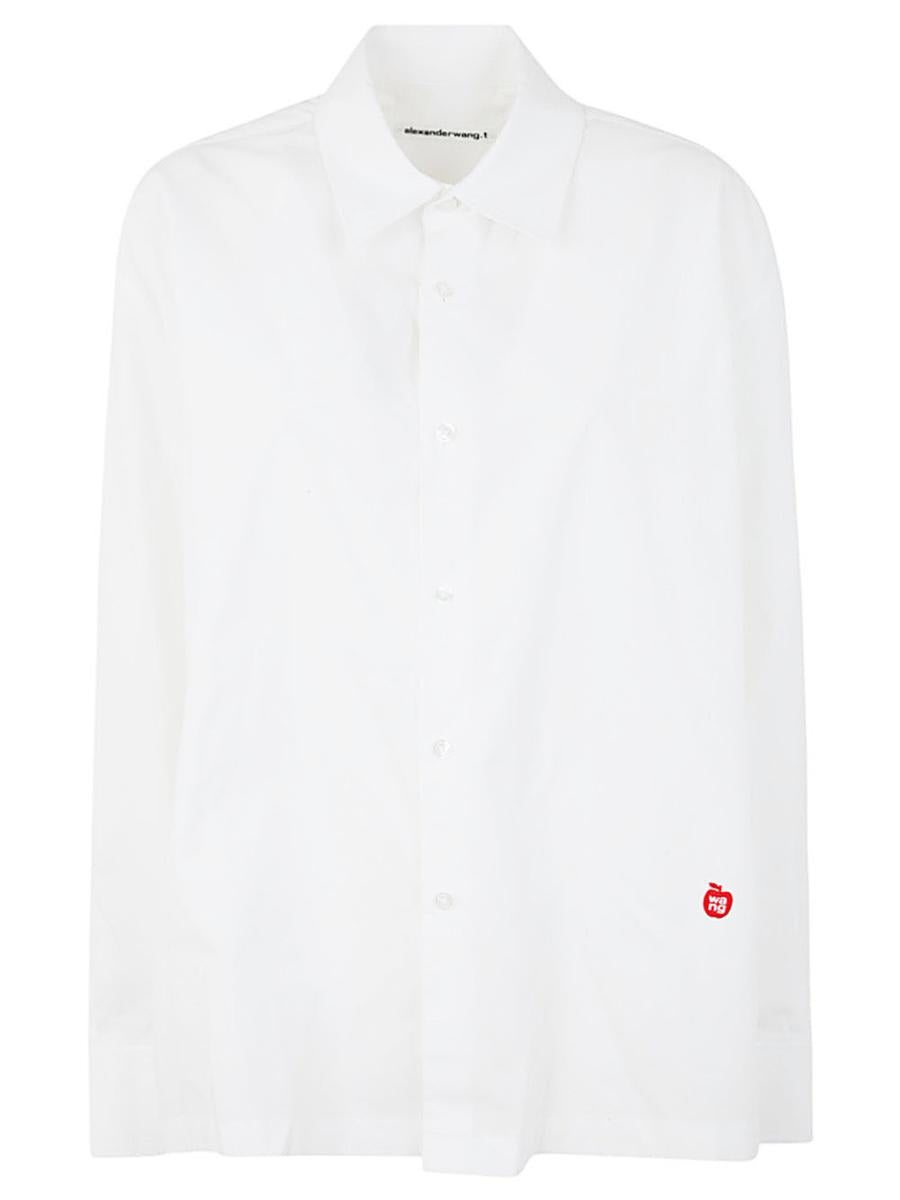 Alexander Wang Button Up Long Sleeve Shirt With Apple Patch Logo Clothing