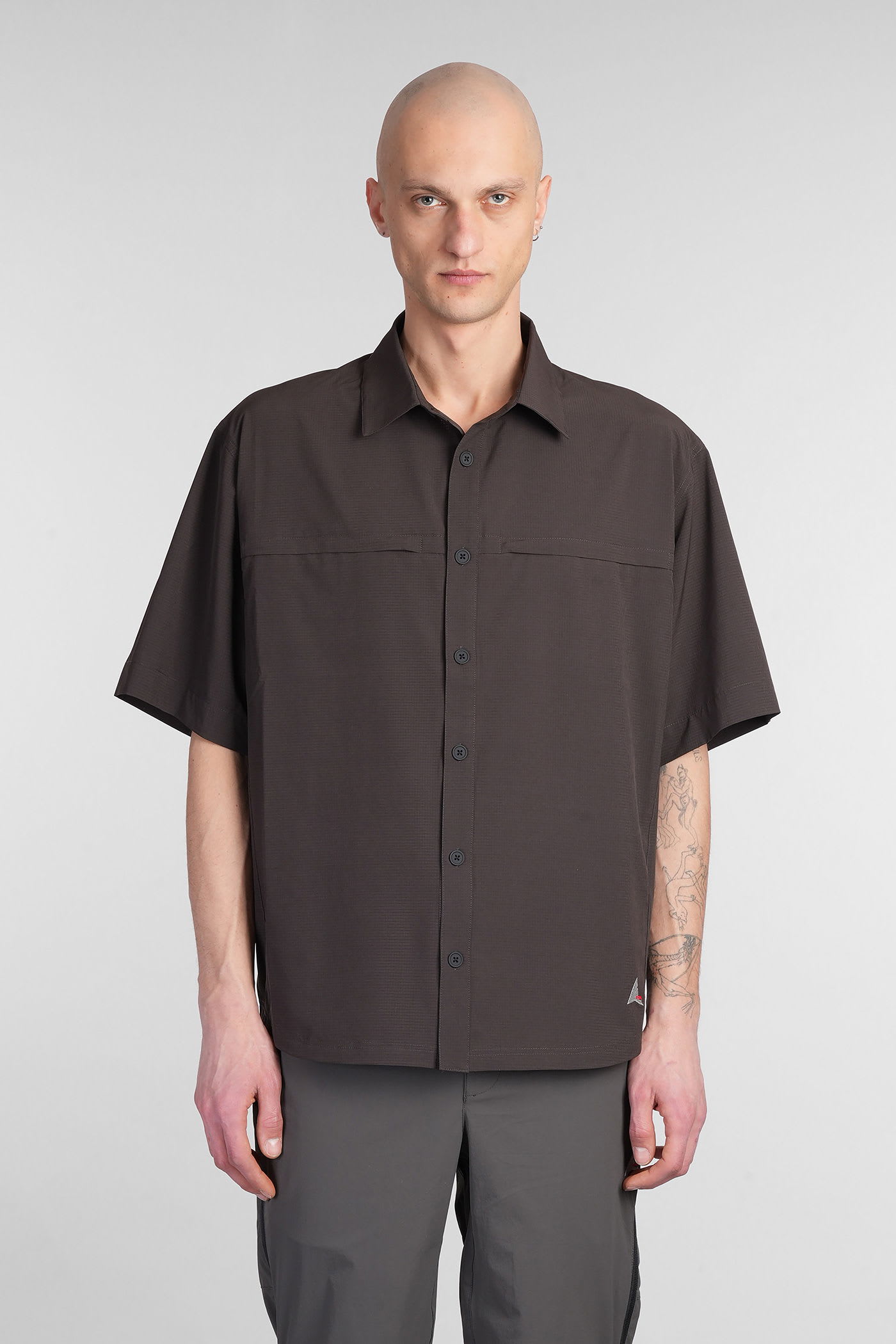 ROA Dot Air Shirt Shirt In Brown Polyamide