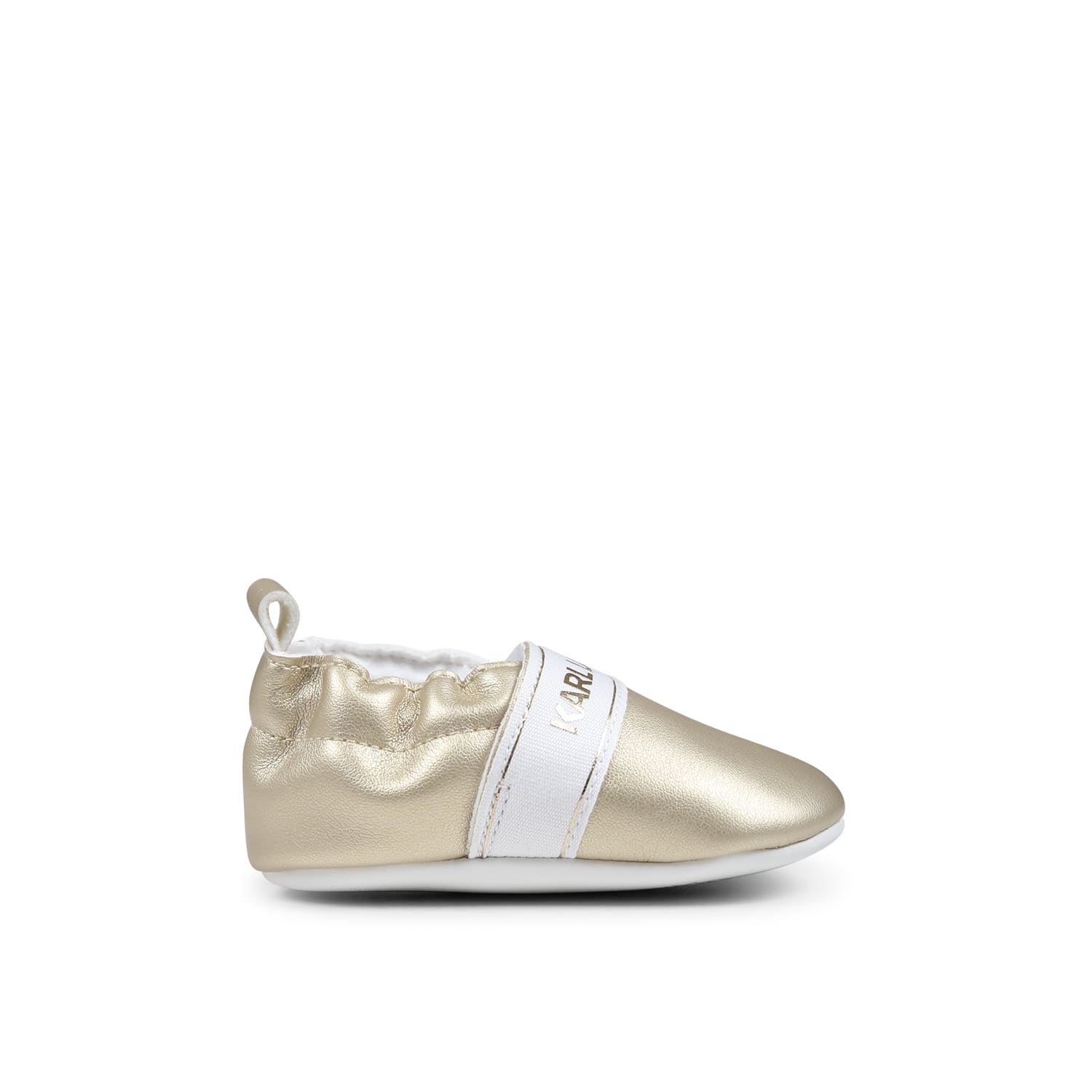 Karl Lagerfeld Kids Gold Slip On For Babykids With Logo