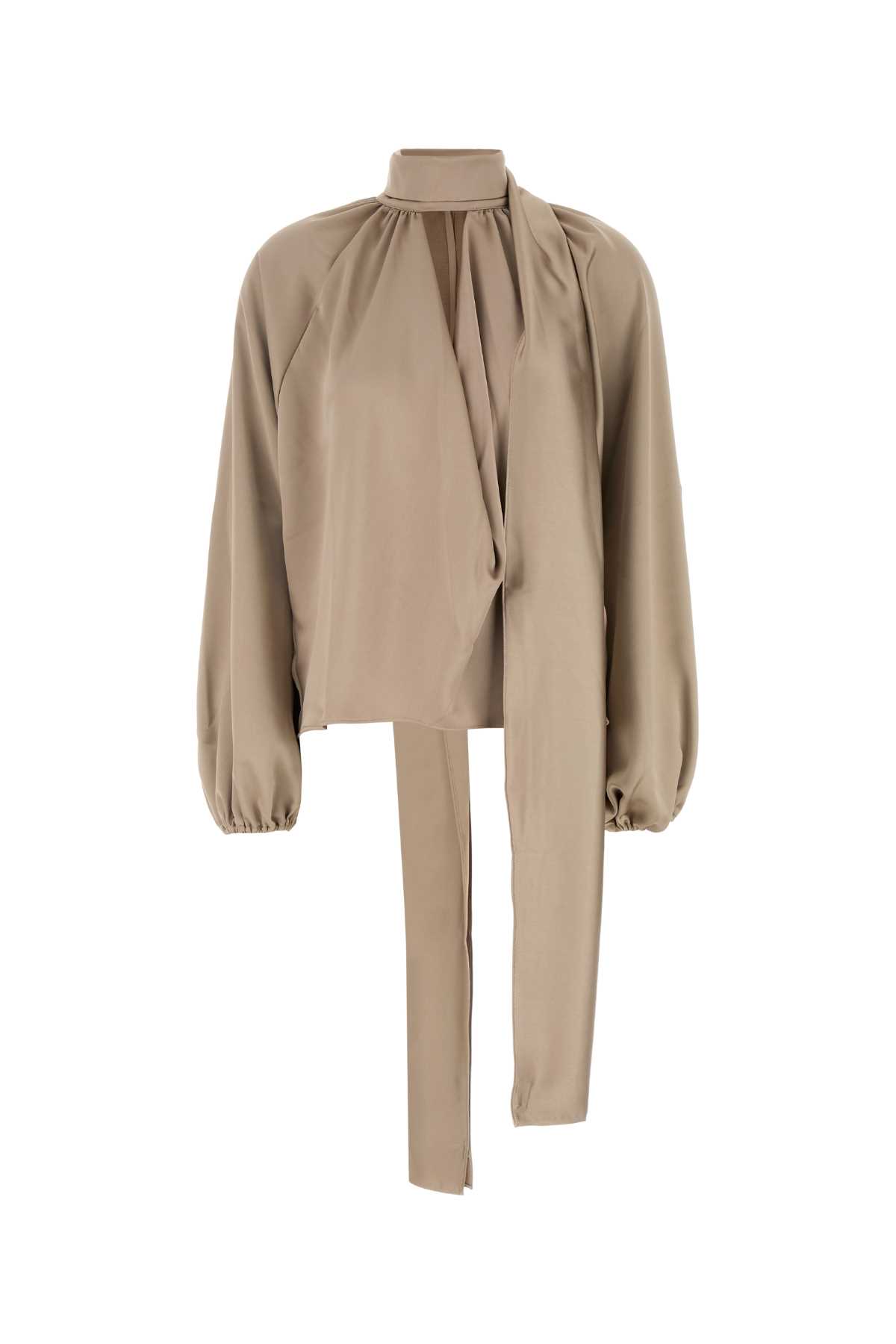The Andamane Beige Satin Viola Blouse