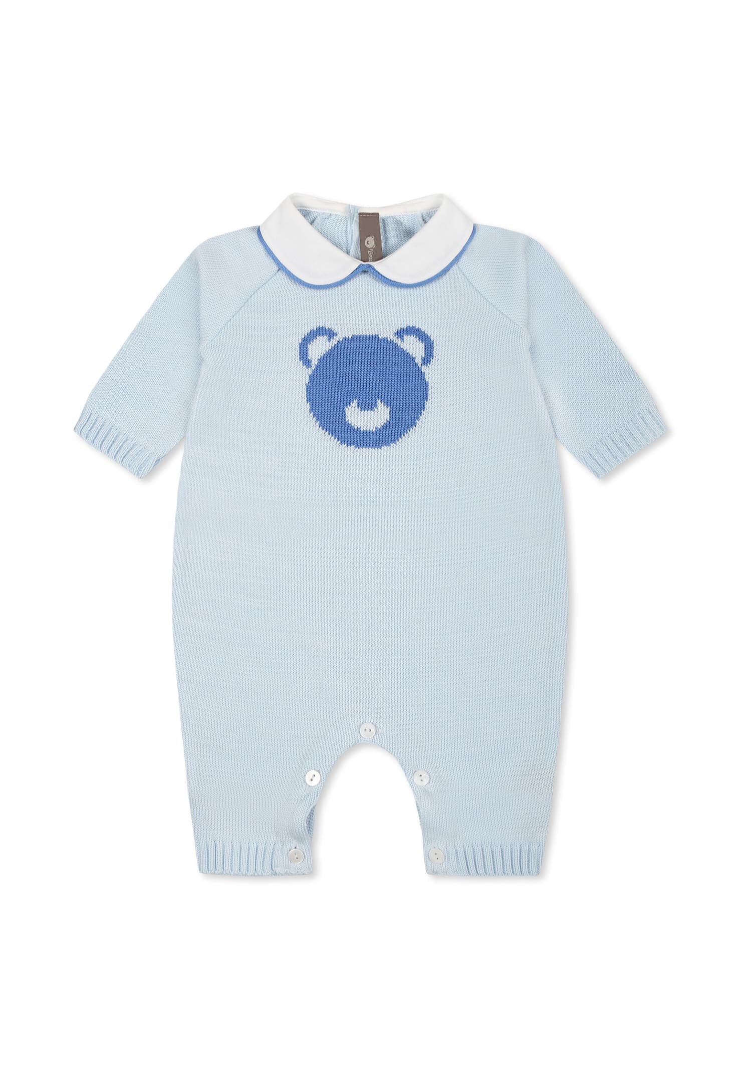 Little Bear Light Blue Babygrow For Baby Boy With Bear