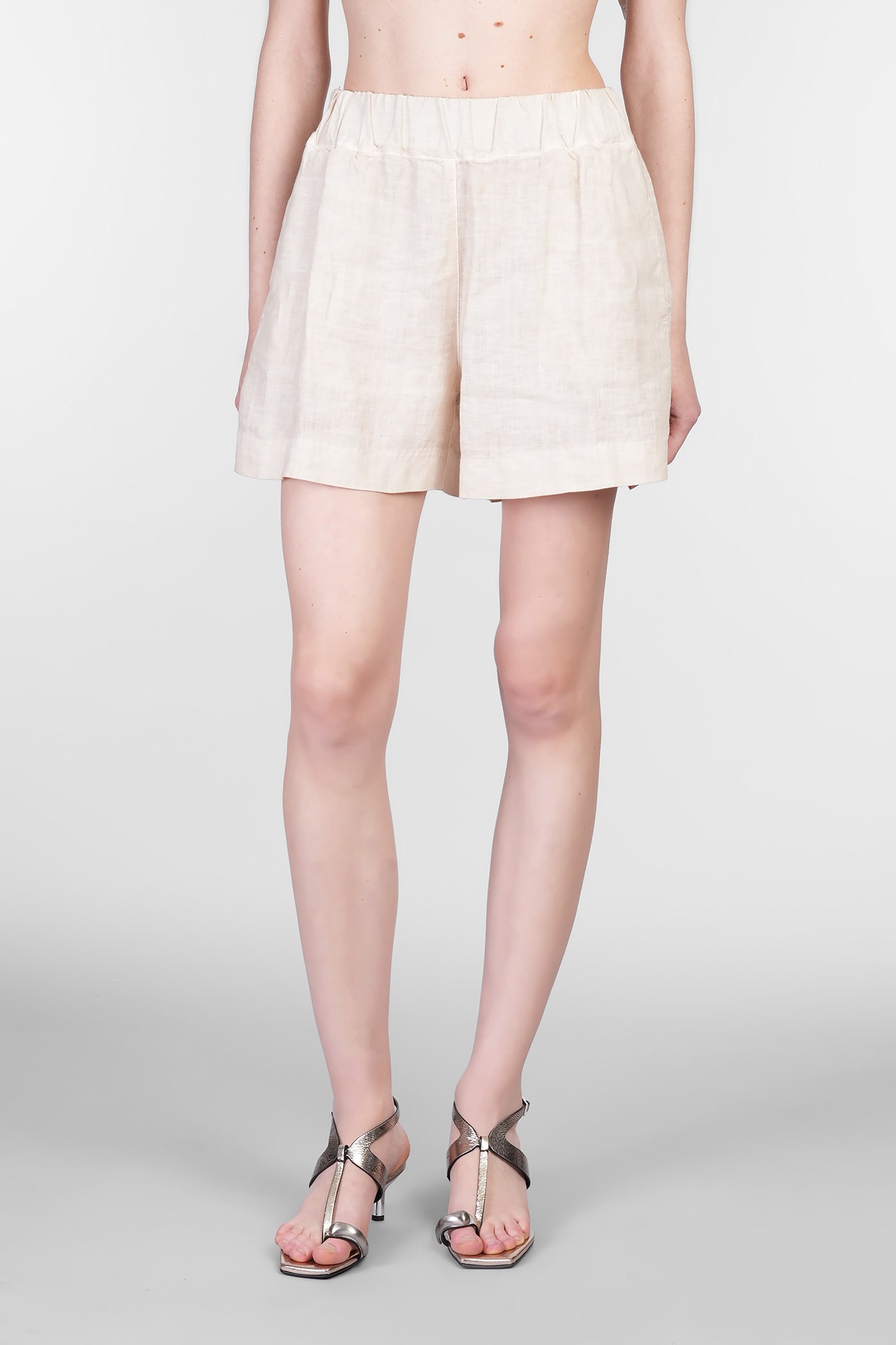 120% Lino Shorts In Beige Linen