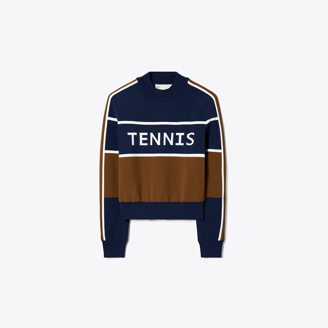 Tory Burch Cropped Tech Nylon Tennis Sweater